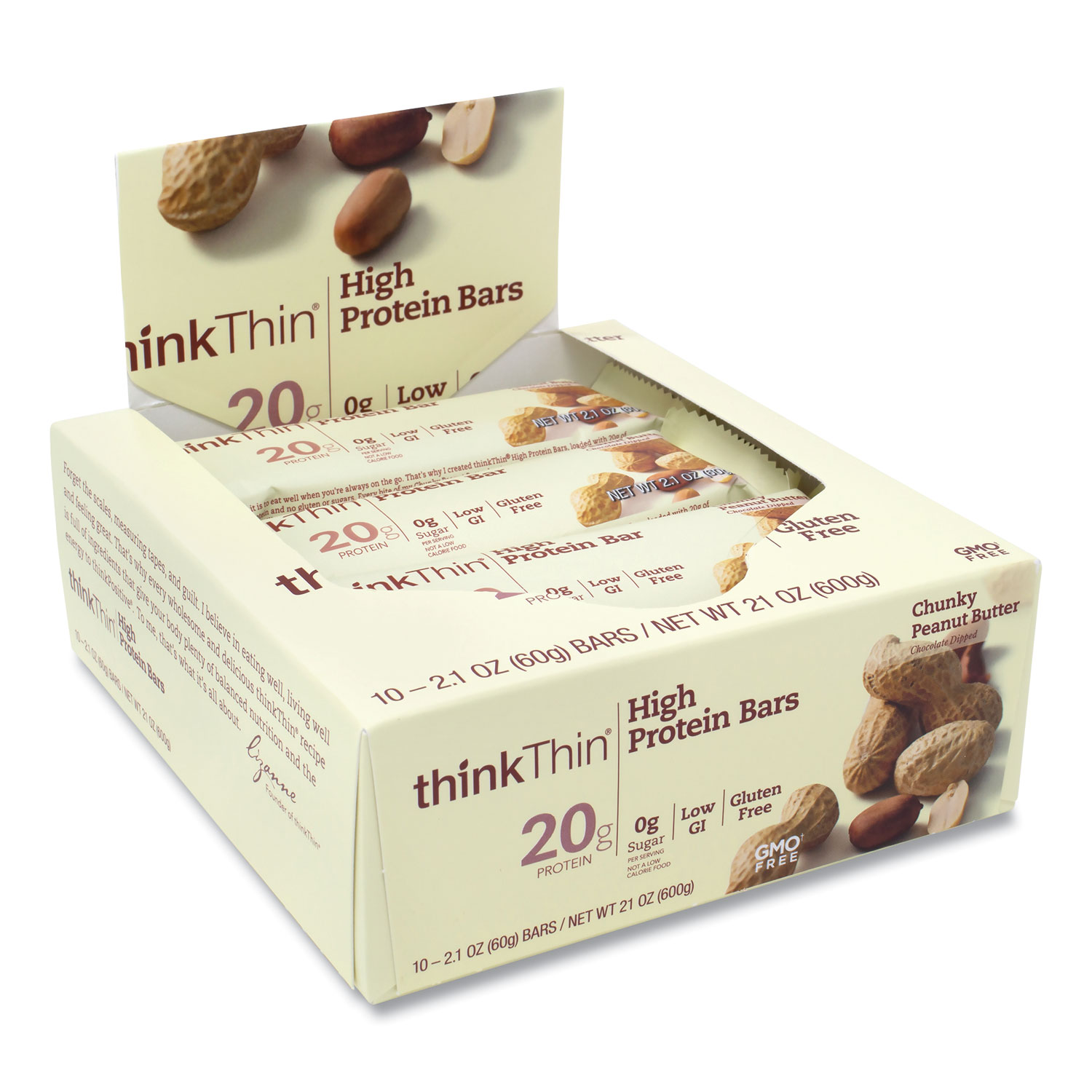 thinkThin® High Protein Bars, Chunky Peanut Butter, 2.1 oz Bar, 10 Bars/Carton, Free Delivery in 1-4 Business Days