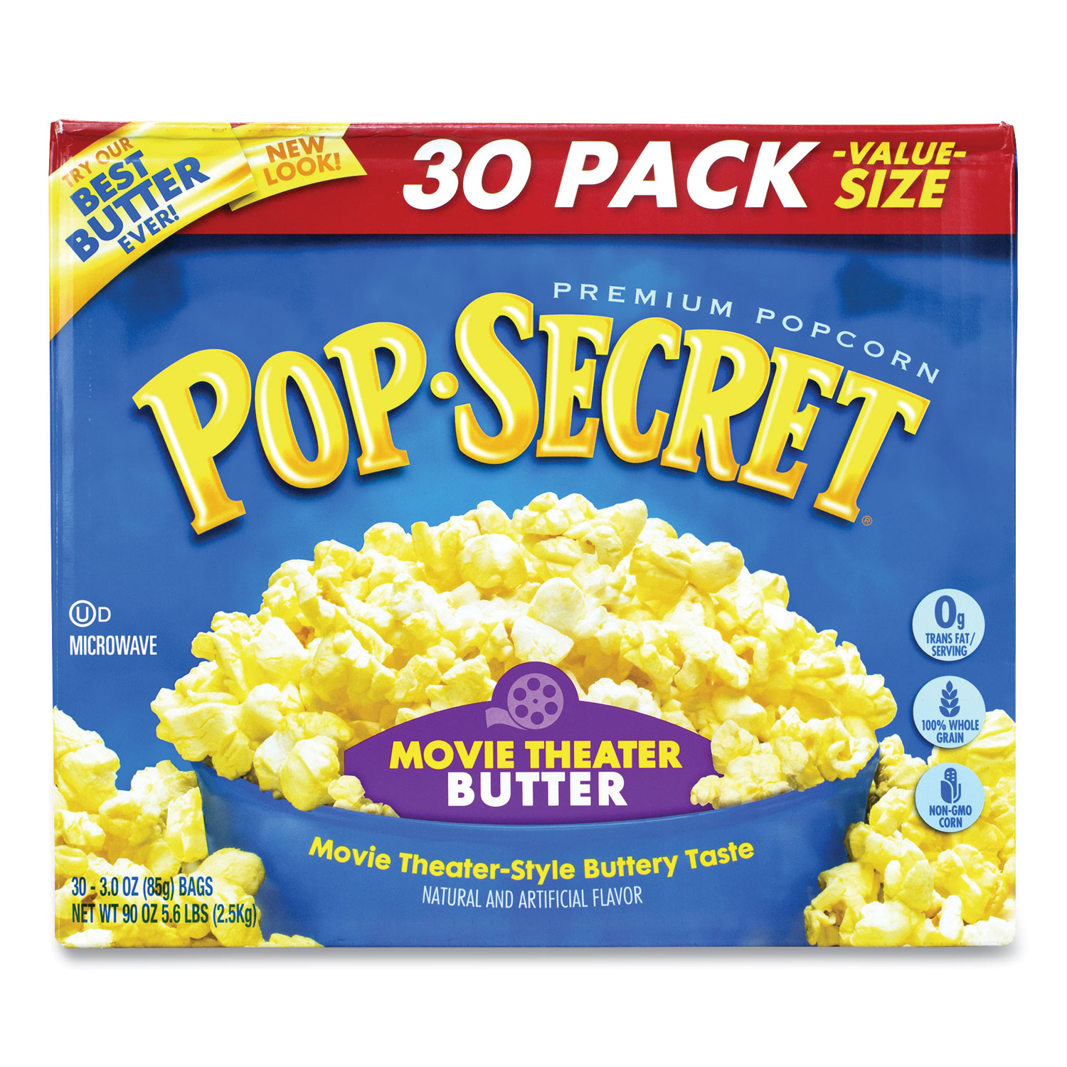  Pop Secret 69687 Microwave Popcorn, Movie Theater Butter, 3 oz Bags, 30/Carton, Free Delivery in 1-4 Business Days (GRR22000633) 
