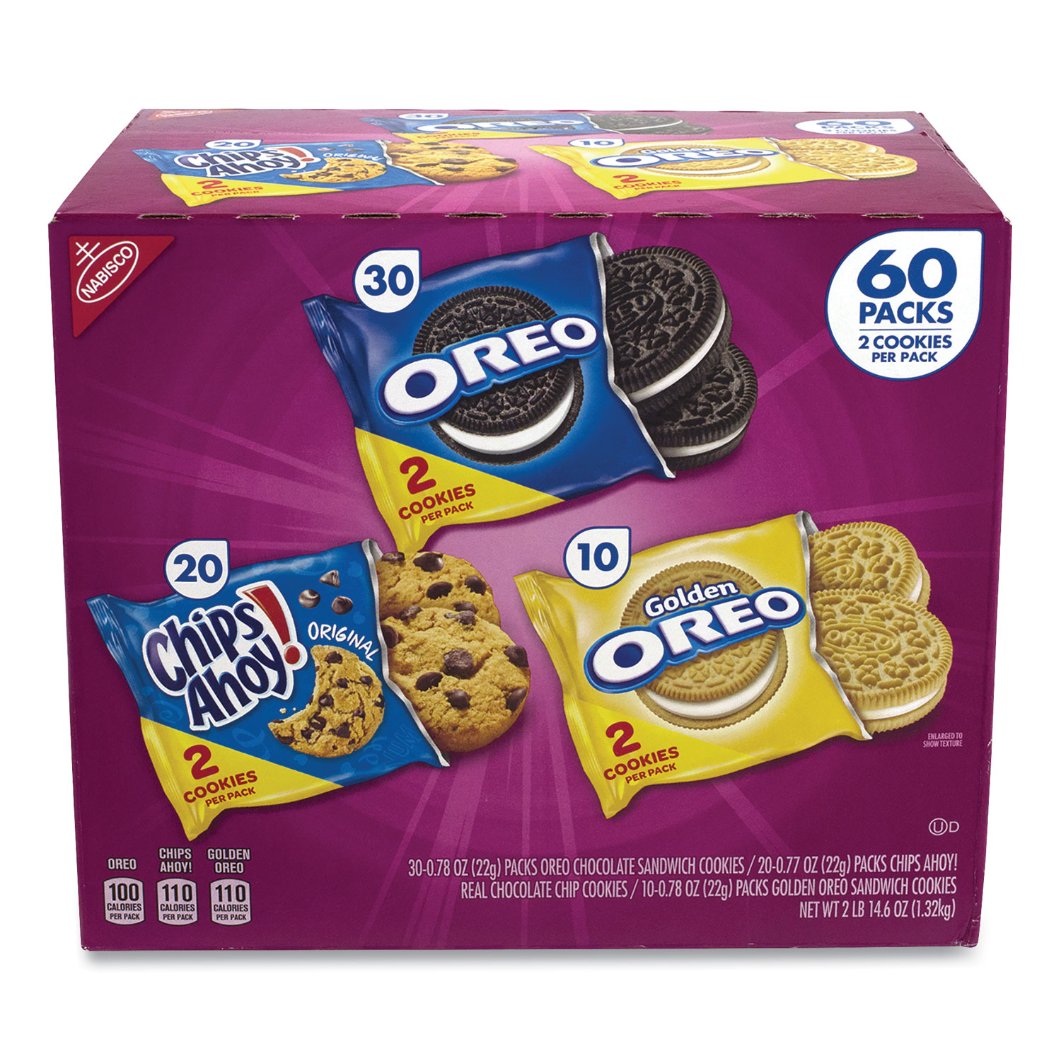  Nabisco 4615 Cookie Variety Pack, Assorted Flavors, 0.77 oz Pack, 60 Packs/Box, Free Delivery in 1-4 Business Days (GRR22000729) 