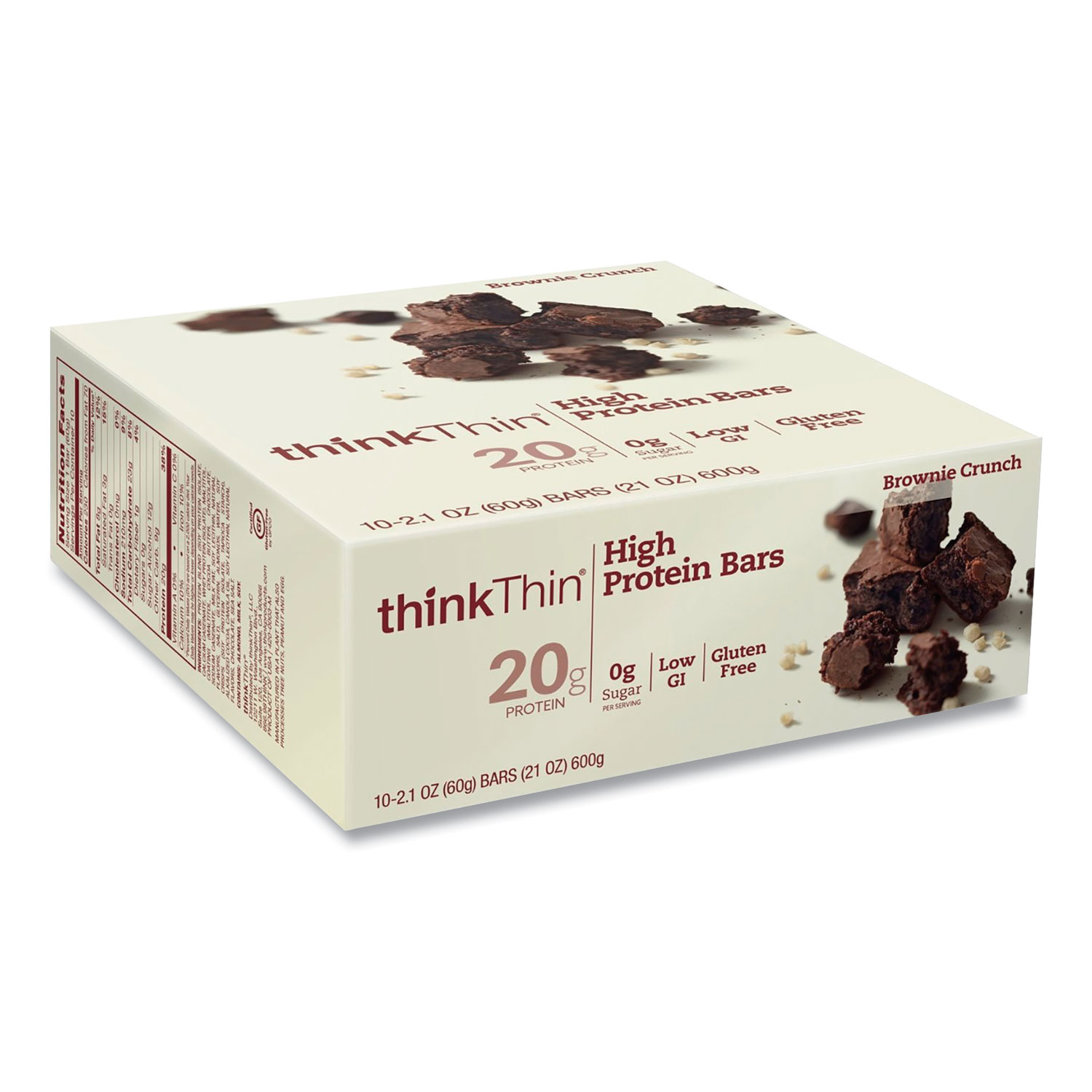  thinkThin 70146 High Protein Bars, Brownie Crunch, 2.1 oz Bar, 10 Bars/Carton, Free Delivery in 1-4 Business Days (GRR20902478) 