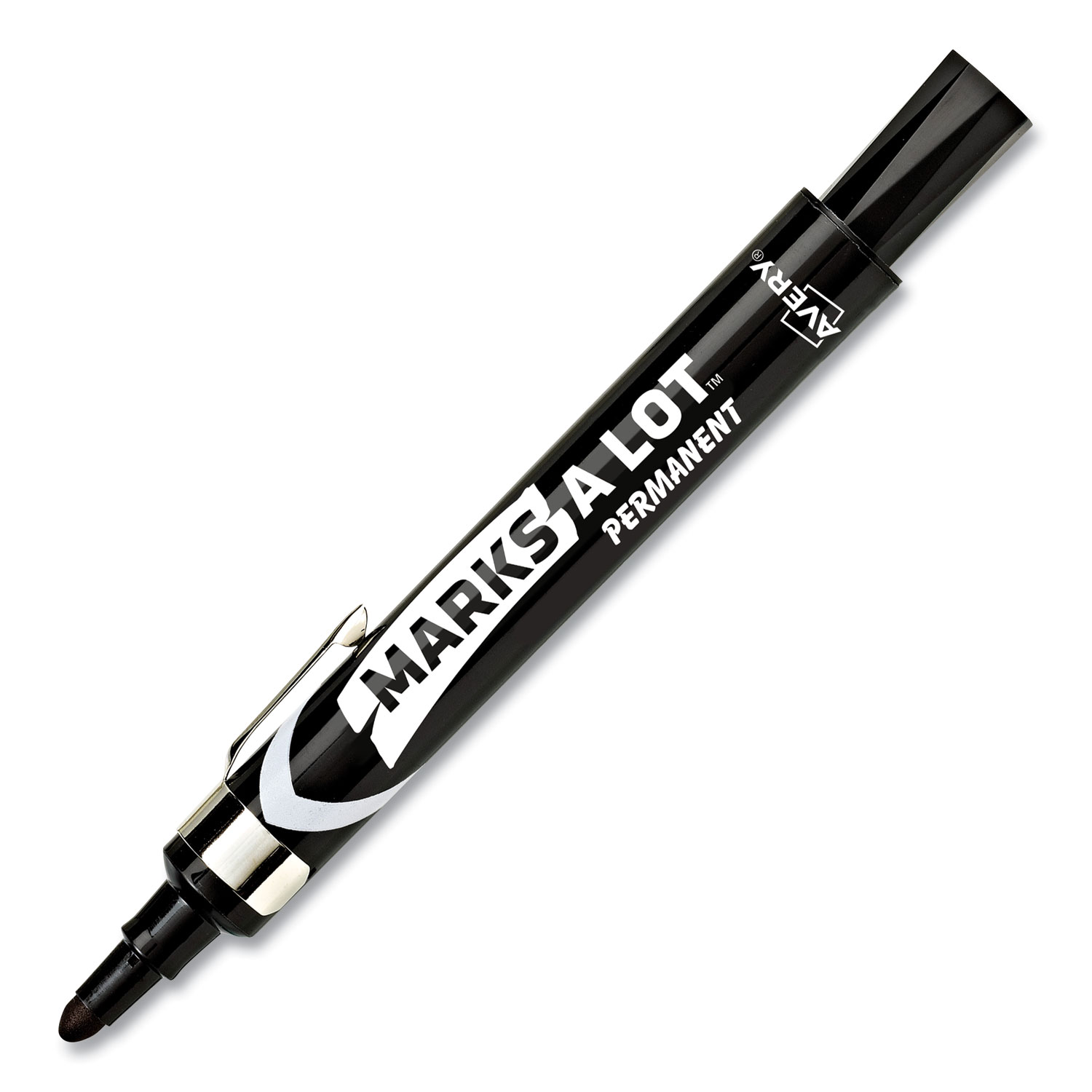  Avery 24878 MARKS A LOT Large Desk-Style Permanent Marker with Metal Pocket Clip, Broad Bullet Tip, Black (AVE500884) 