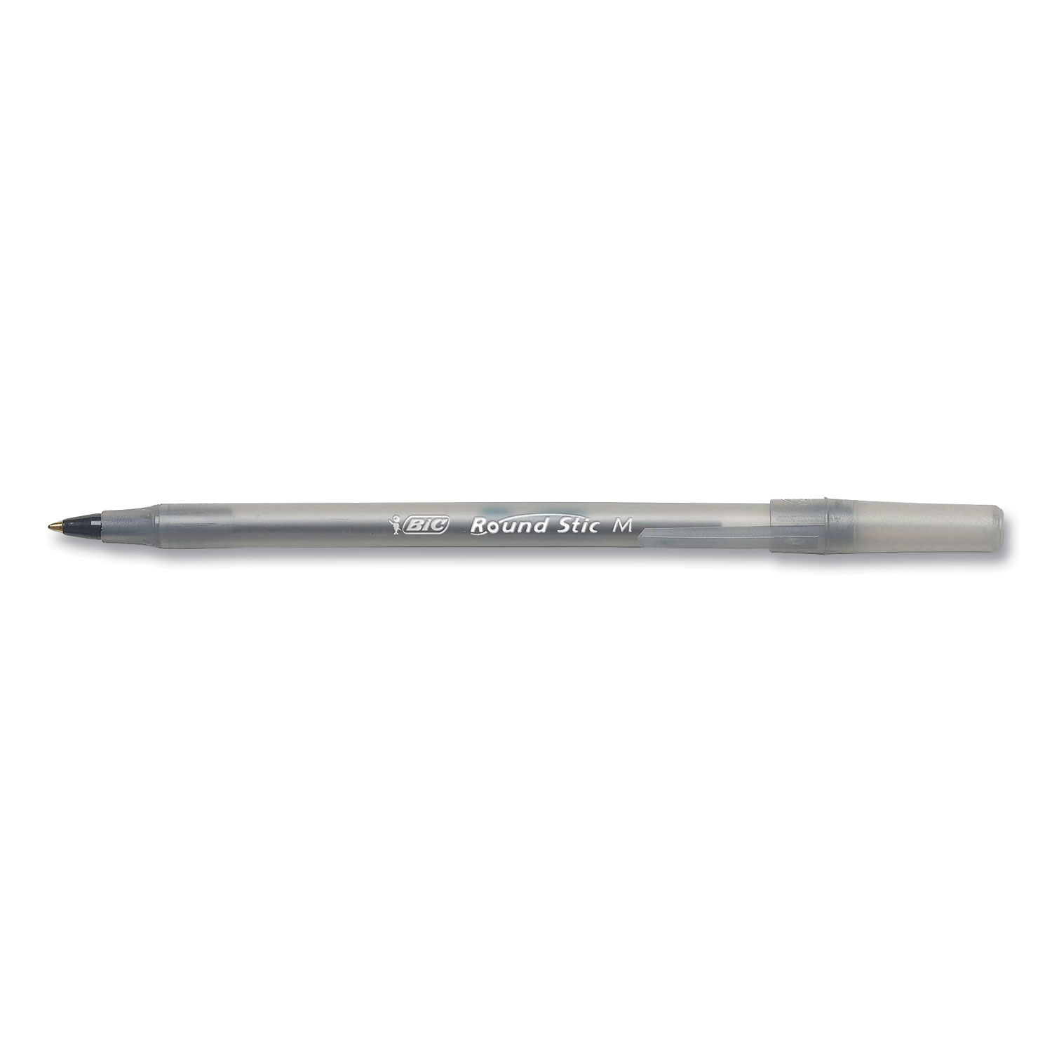 BIC 20123 Round Stic Xtra Life Stick Ballpoint Pen, Medium 1 mm, Black Ink, Smoke Barrel, 10/Pack (BIC587621) 