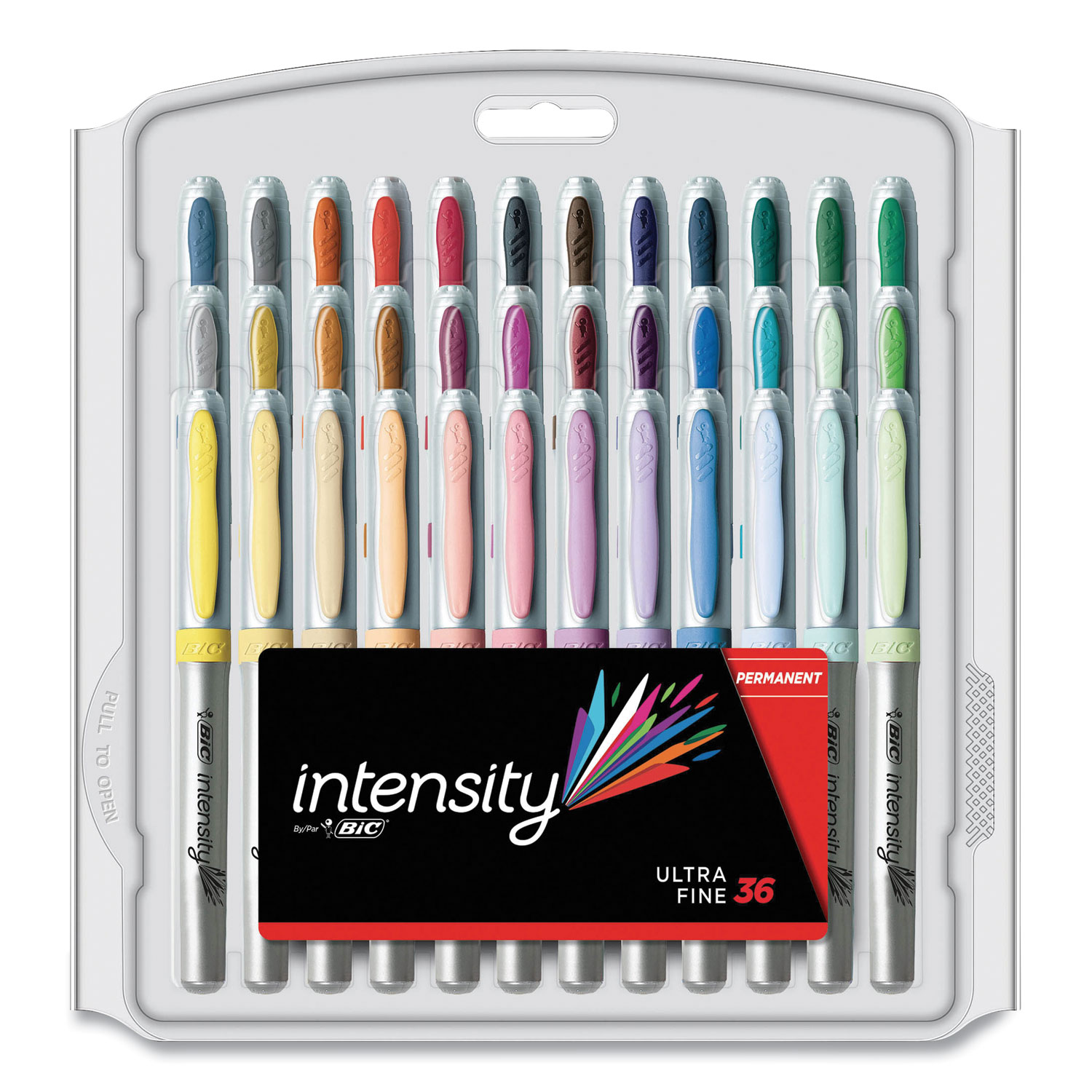  BIC GPMUP361-AST Intensity Permanent Marker, Extra-Fine Needle Tip, Assorted Vivid Fashion Colors, 36/Pack (BIC809229) 