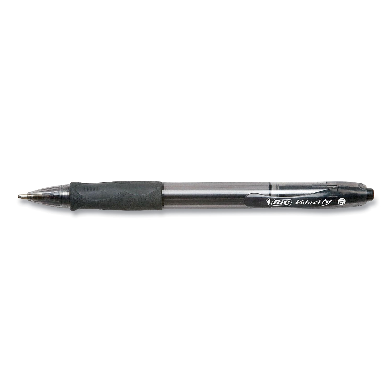 BIC® Velocity Retractable Ballpoint Pen, Bold 1.6mm, Black Ink, Translucent Black Barrel, 4/Pack