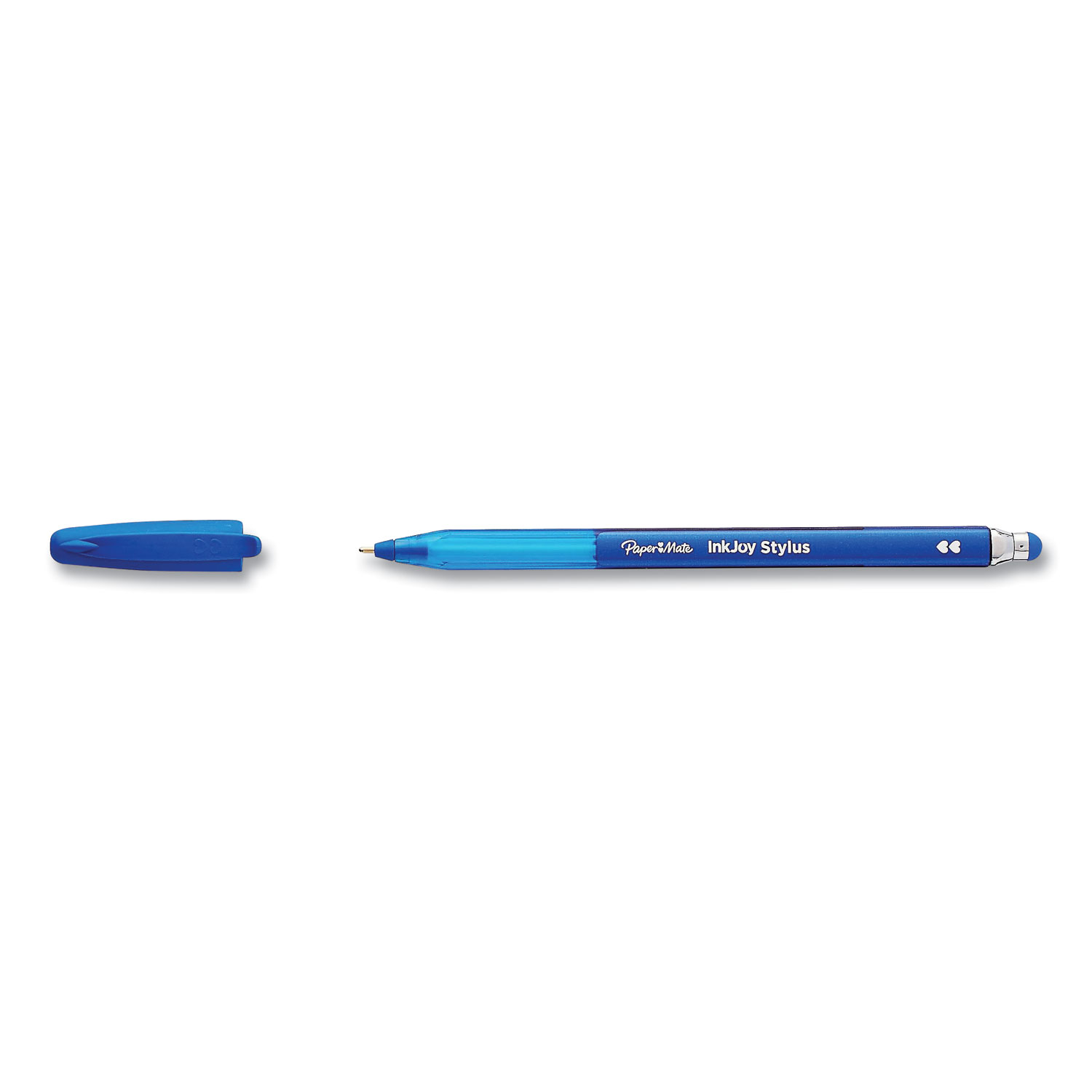 Paper Mate® InkJoy 100 Stick Ballpoint Pen/Stylus, 1mm, Blue Ink/Barrel, Dozen