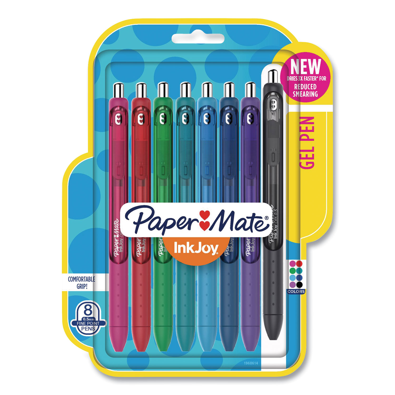  Paper Mate 1968614 InkJoy Retractable Gel Pen, Fine 0.5mm, Assorted Ink/Barrel, 8/Pack (PAP1958181) 