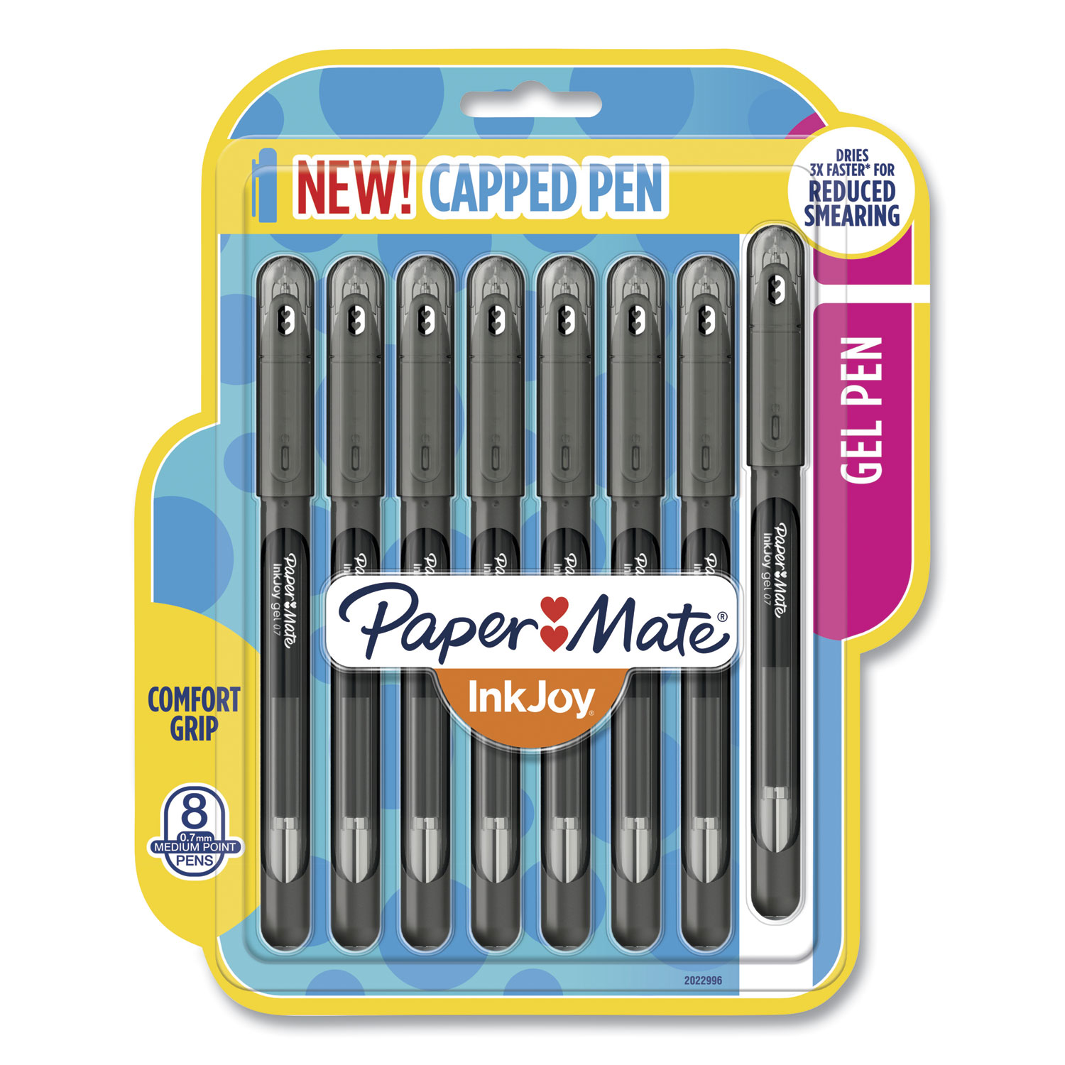 Paper Mate® InkJoy Gel Stick Pen, Medium 0.7 mm, Black Ink/Barrel, 8/Pack