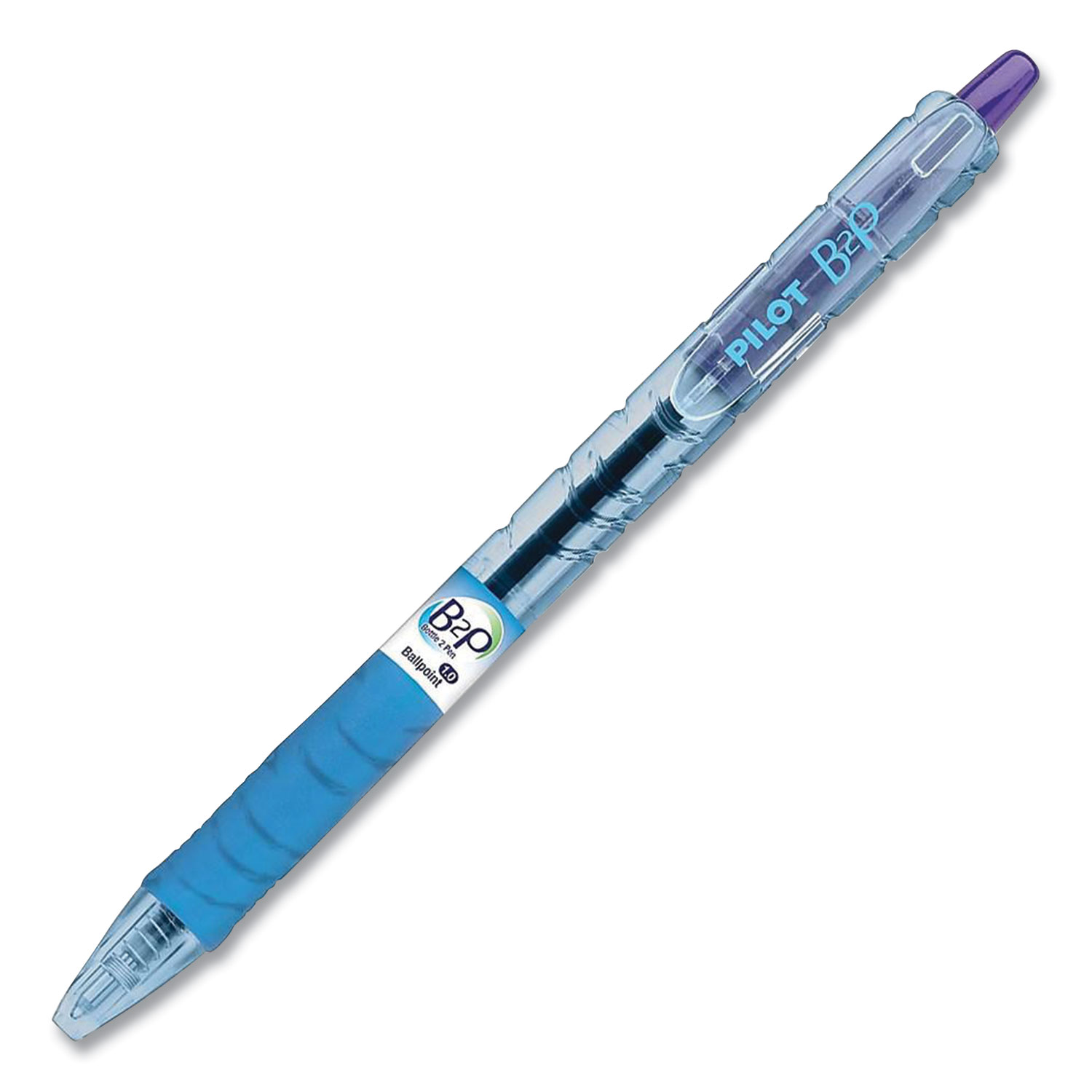 Pilot® B2P Bottle-2-Pen Retractable Ballpoint Pen, 1 mm, Purple Ink, Translucent Blue Barrel, Dozen
