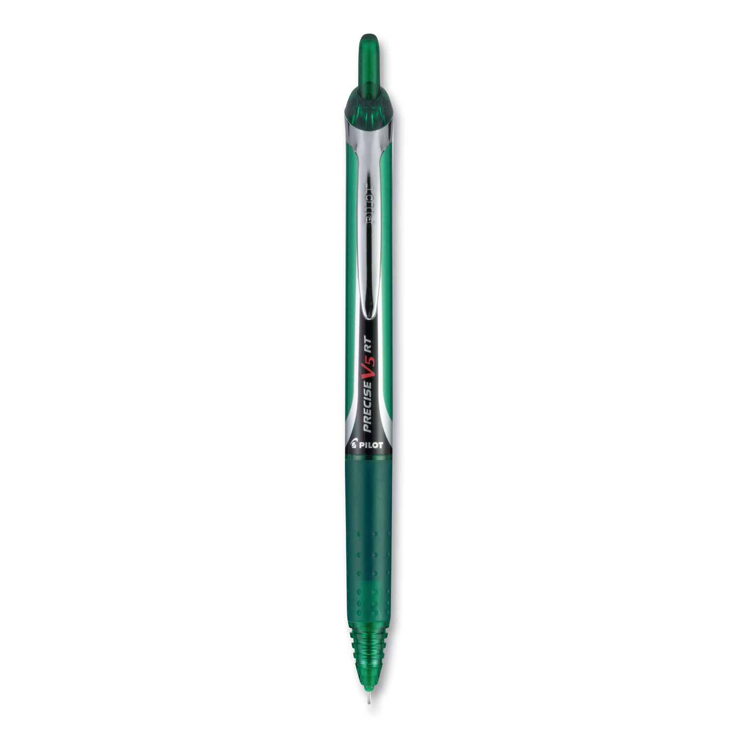  Pilot PIL26065EA Precise V5RT Retractable Roller Ball Pen, Extra-Fine 0.5 mm, Green Ink, Green/Silver Barrel (PIL2791505) 