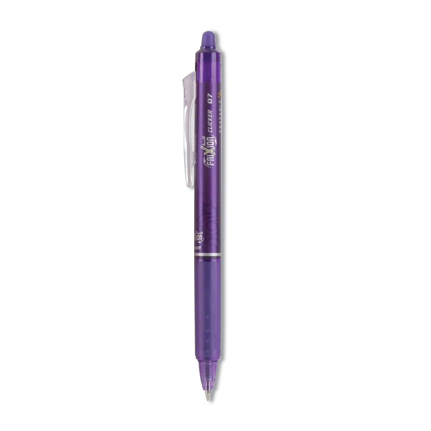Pilot® FriXion Clicker Erasable Retractable Gel Pen, Fine 0.7 mm, Purple Ink/Barrel, Dozen