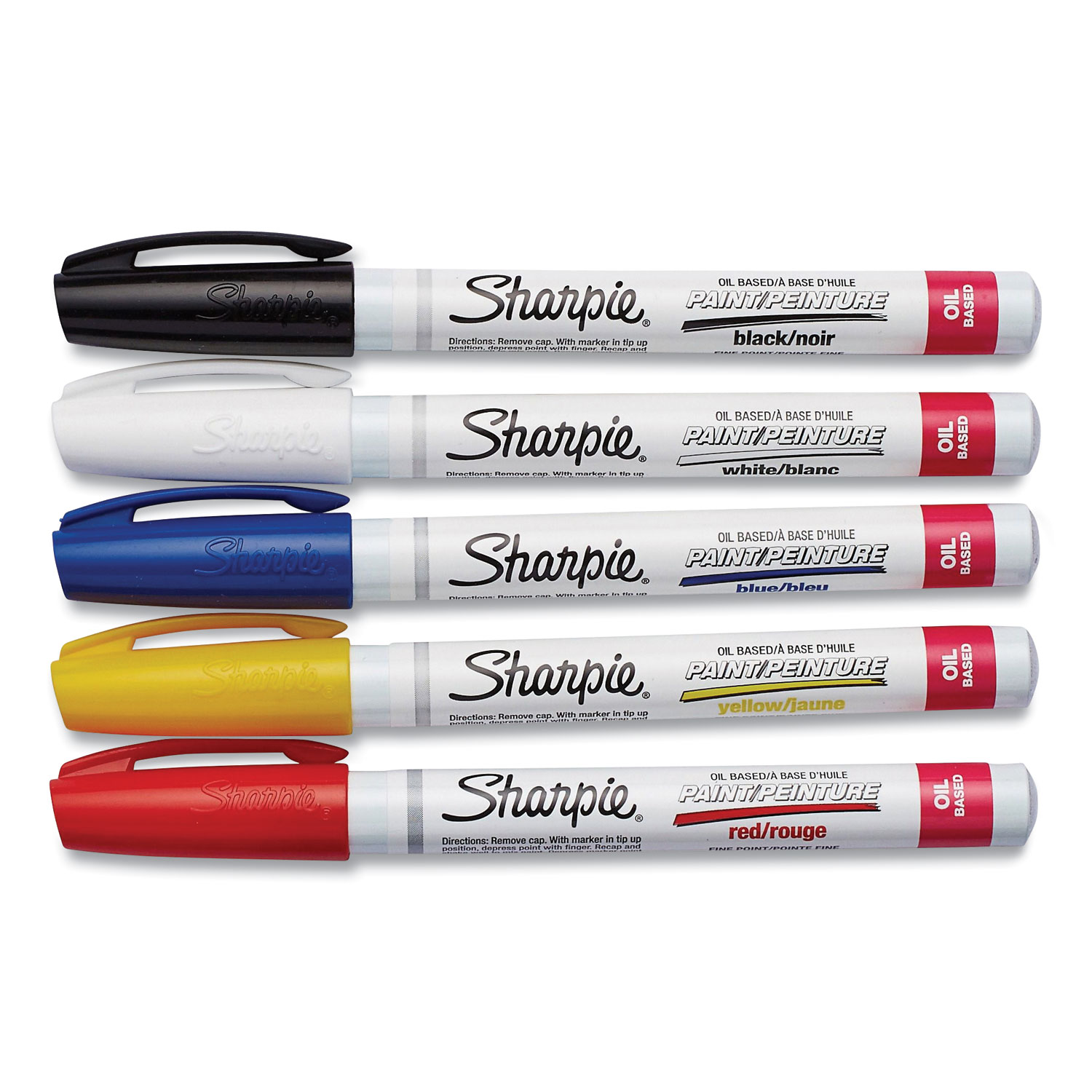 Sharpie® Permanent Paint Marker, Fine Bullet Tip, Assorted Colors, 5/Pack