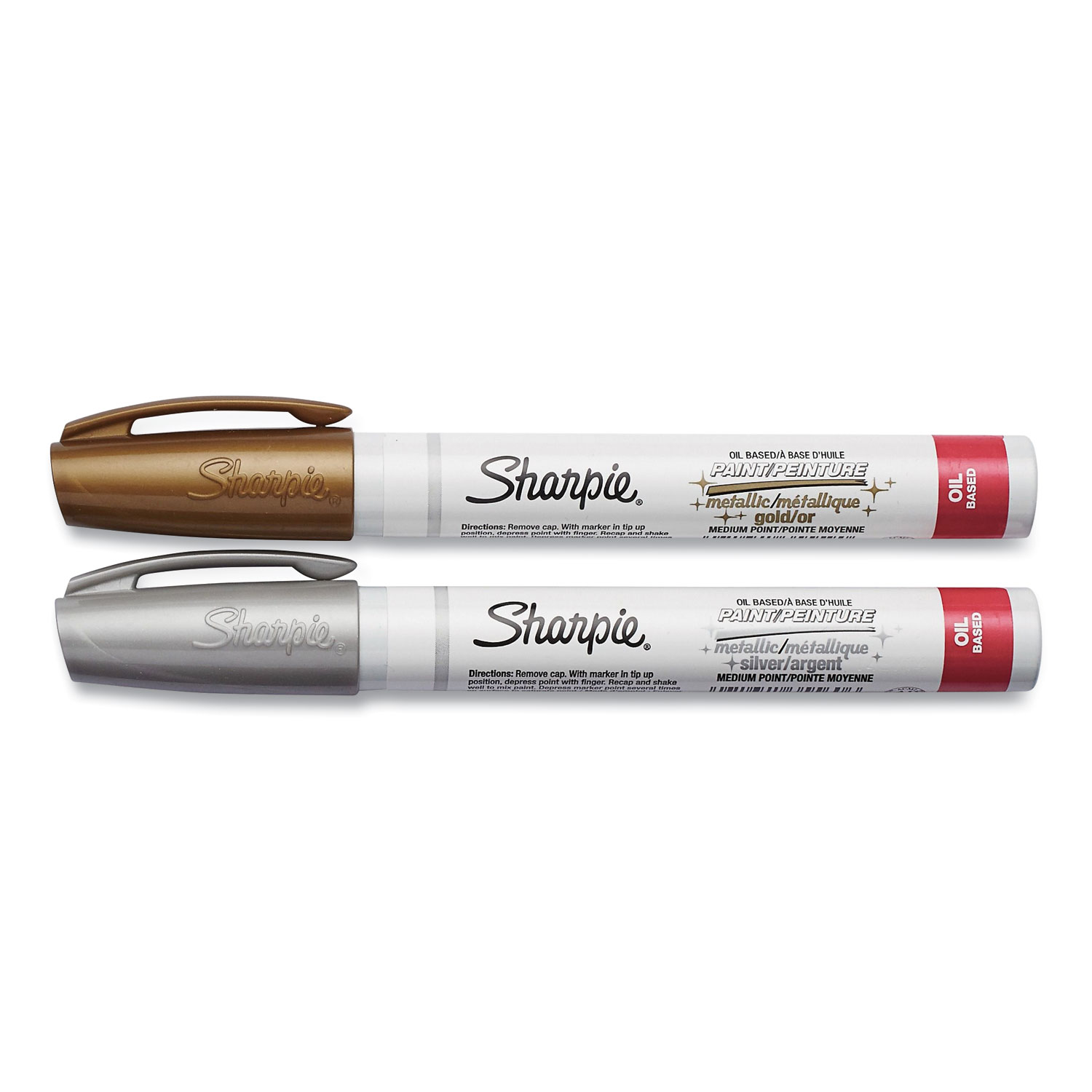  Sharpie 34968PP Permanent Paint Marker, Medium Bullet Tip, Assorted Metallic Colors, 2/Pack (SAN896657) 