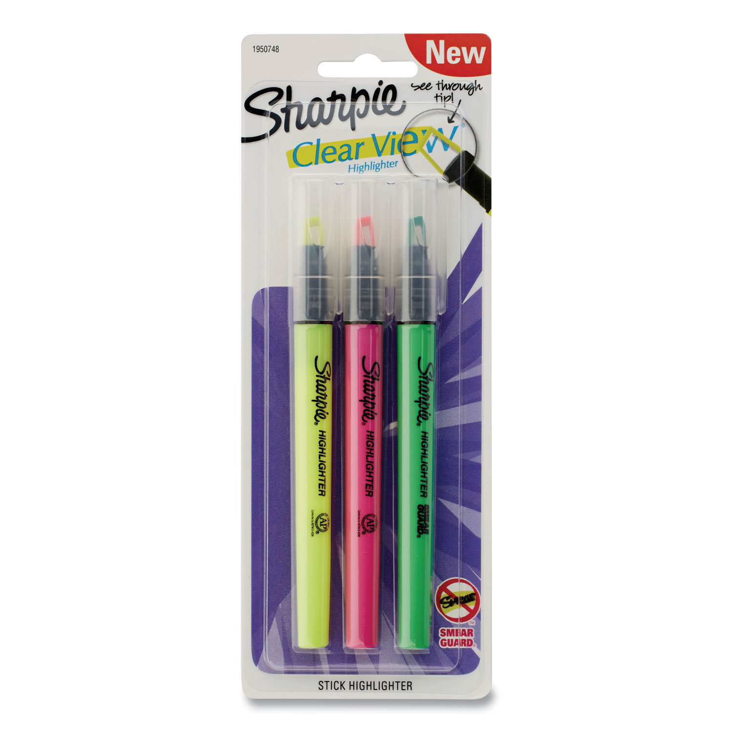 Clearview Pen-Style Highlighter, Assorted Ink Colors, Chisel Tip