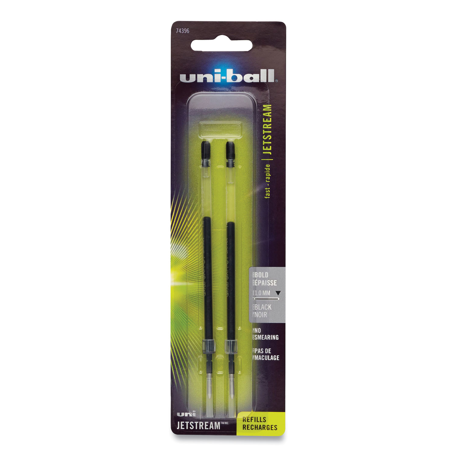 uni-ball® Refill for JetStream Ballpoint Pens, Bold Point, Black Ink, 2/Pack