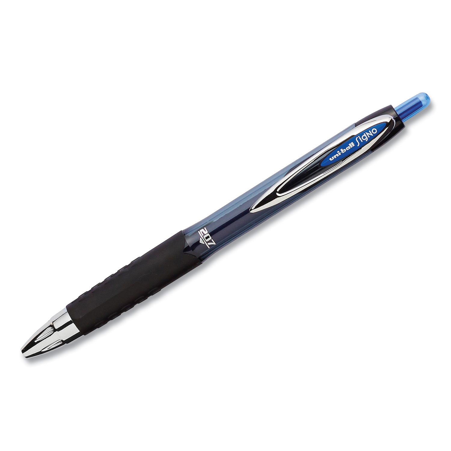 uni-ball® Signo 207 Retractable Gel Pen, Medium 0.7 mm, Blue Ink, Translucent Blue Barrel, 4/Pack