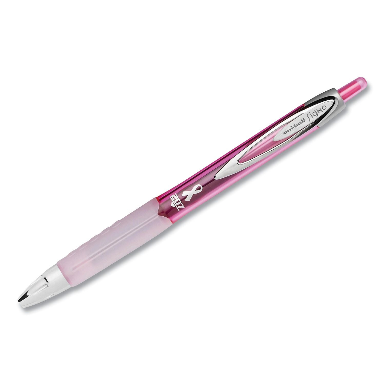 uni-ball® Signo 207 Retractable Gel Pen, Bold 1 mm, Black Ink, Pink Barrel, Dozen