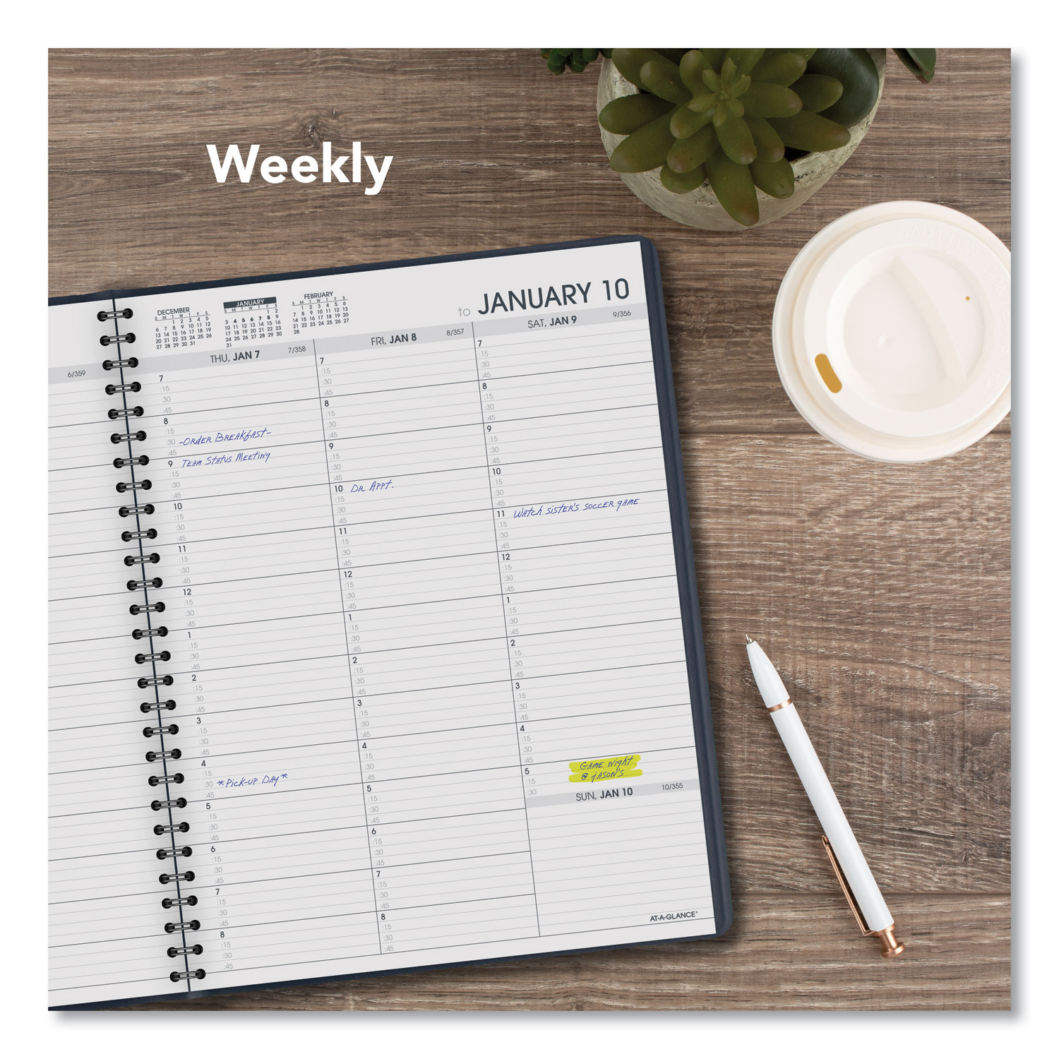 AT A GLANCE Weekly Appointment Book 11 X 8 25 Navy Cover 13 Month