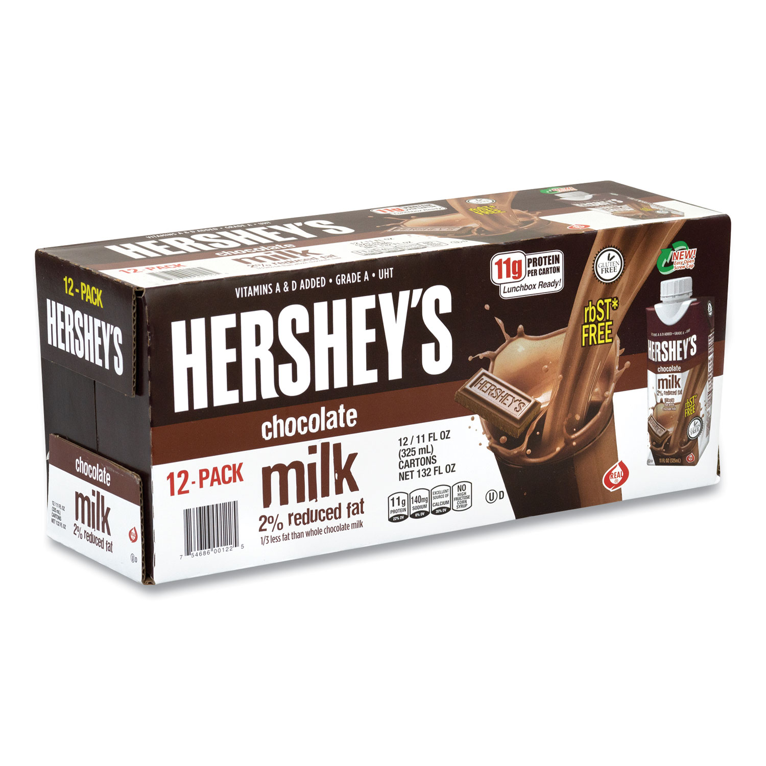  Hershey's 122 2% Reduced Fat Chocolate Milk, 11 oz, 12/Carton, Free Delivery in 1-4 Business Days (GRR22000811) 