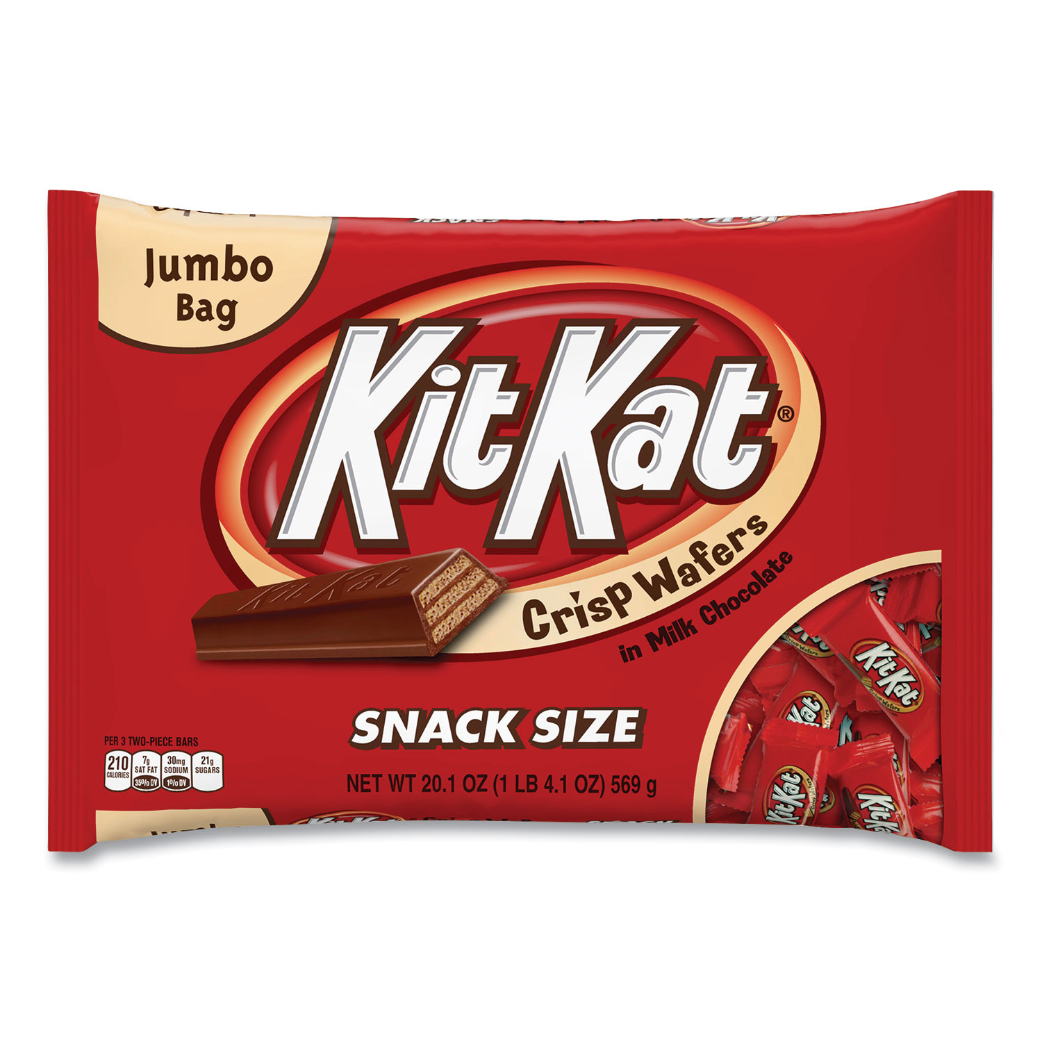  Kit Kat 7668 Snack Size, Crisp Wafers in Milk Chocolate, 20.1 oz Bag, Free Delivery in 1-4 Business Days (GRR24600011) 