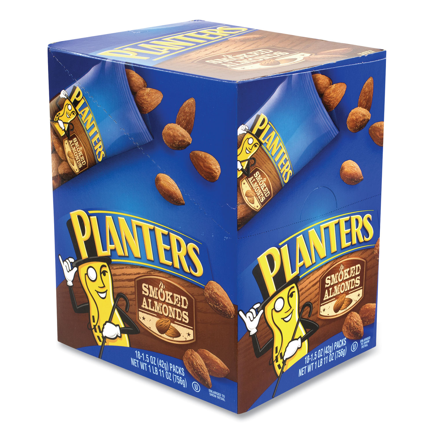  Planters 7237 Smoked Almonds, 1.5 oz Pack, 18 Packs/Box, Free Delivery in 1-4 Business Days (GRR20900628) 