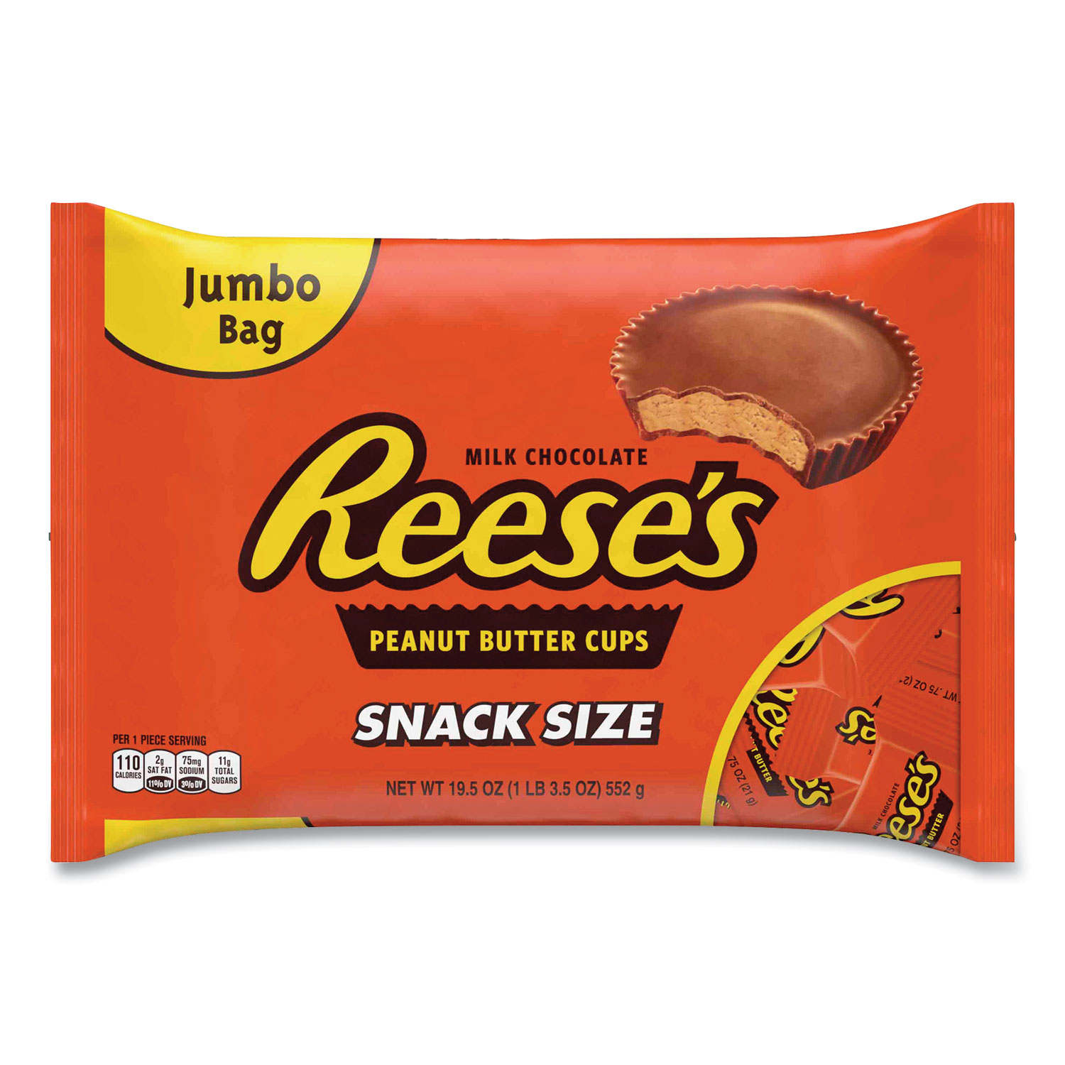  Reese's 40362 Snack Size Peanut Butter Cups, Jumbo Bag, 19.5 oz Bag, Free Delivery in 1-4 Business Days (GRR24600012) 