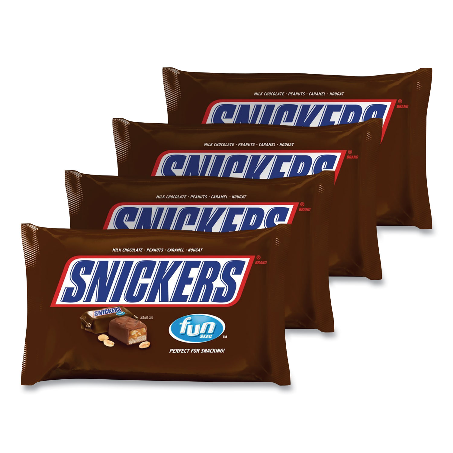  Snickers 323179 Original Candy Bar, Fun Size, 20.77 oz Bag, 4 Bags/Pack, Free Delivery in 1-4 Business Days (GRR22500040) 