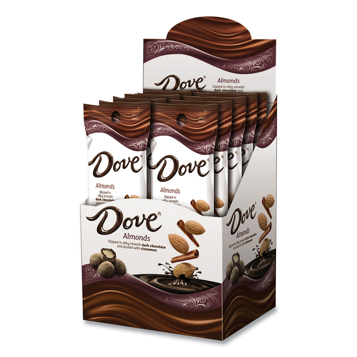  Dove Chocolate 365457 Dark Chocolate Almonds with Cinnamon, 1.6 oz Pouch, 10 Pouches/Carton, Free Delivery in 1-4 Business Days (GRR22500045) 