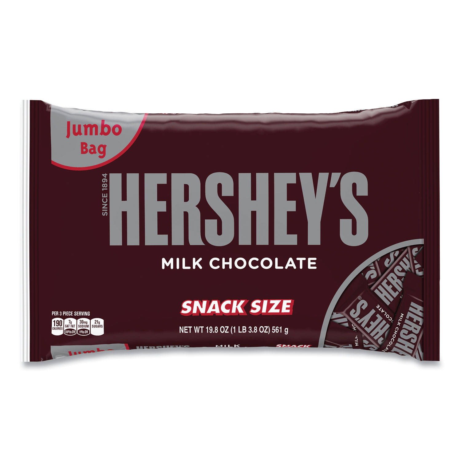  Hershey's 7054 Snack Size Bars, Milk Chocolate, 19.8 oz Bag, Free Delivery in 1-4 Business Days (GRR24600010) 
