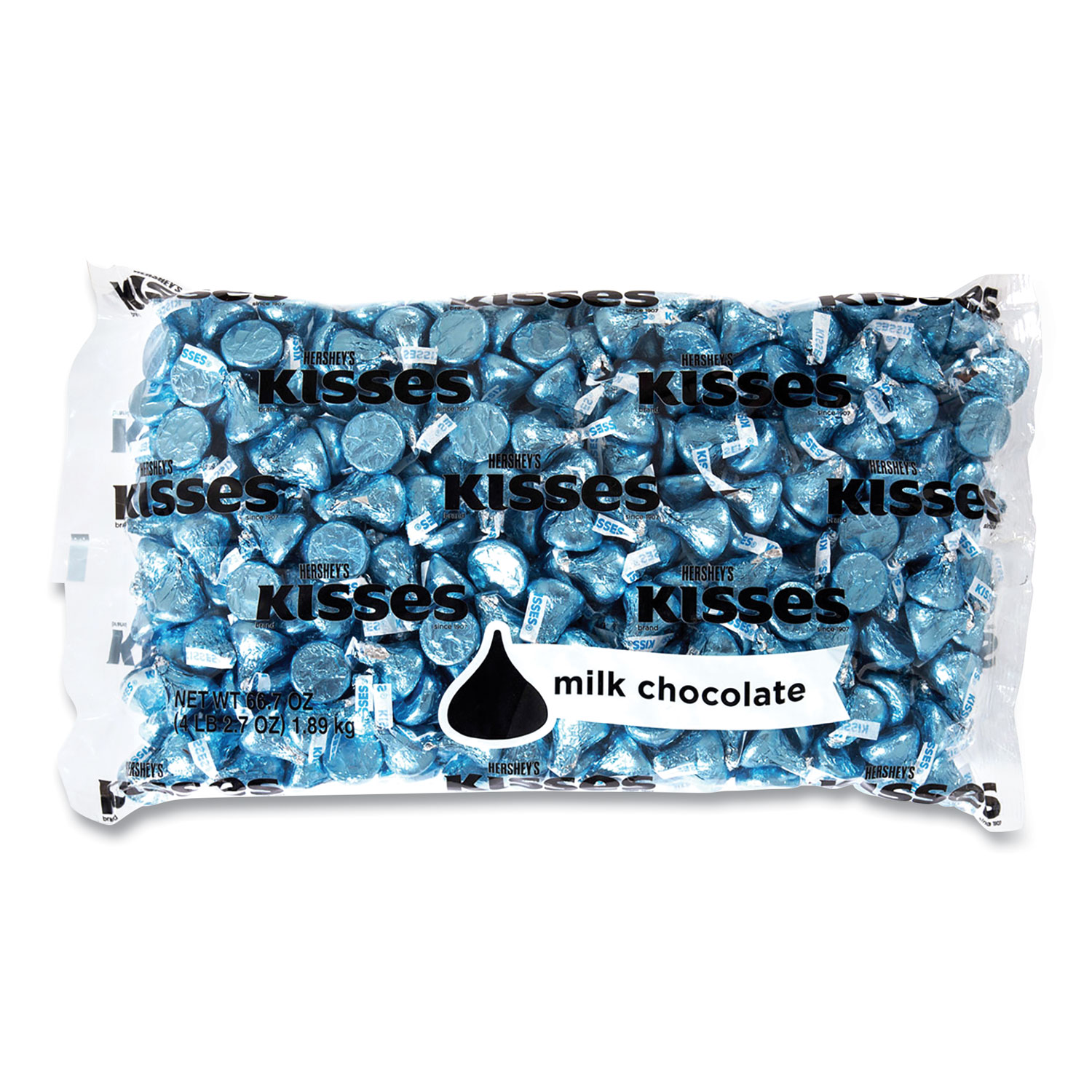  Hershey's 13344 KISSES, Milk Chocolate, Blue Wrappers, 66.7 oz Bag, Free Delivery in 1-4 Business Days (GRR24600053) 