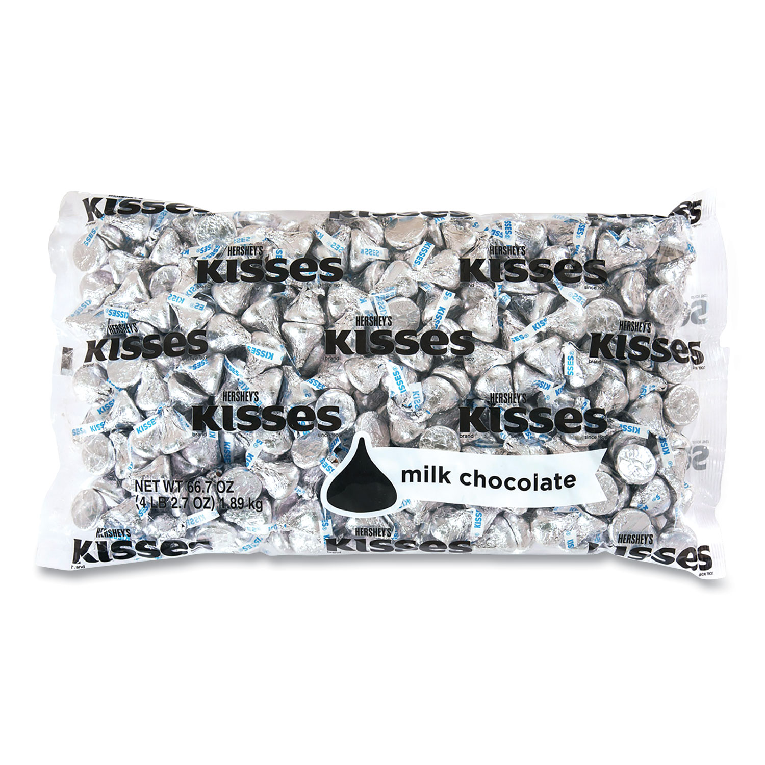  Hershey's 13345 KISSES, Milk Chocolate, Silver Wrappers, 66.7 oz Bag, Free Delivery in 1-4 Business Days (GRR24600054) 