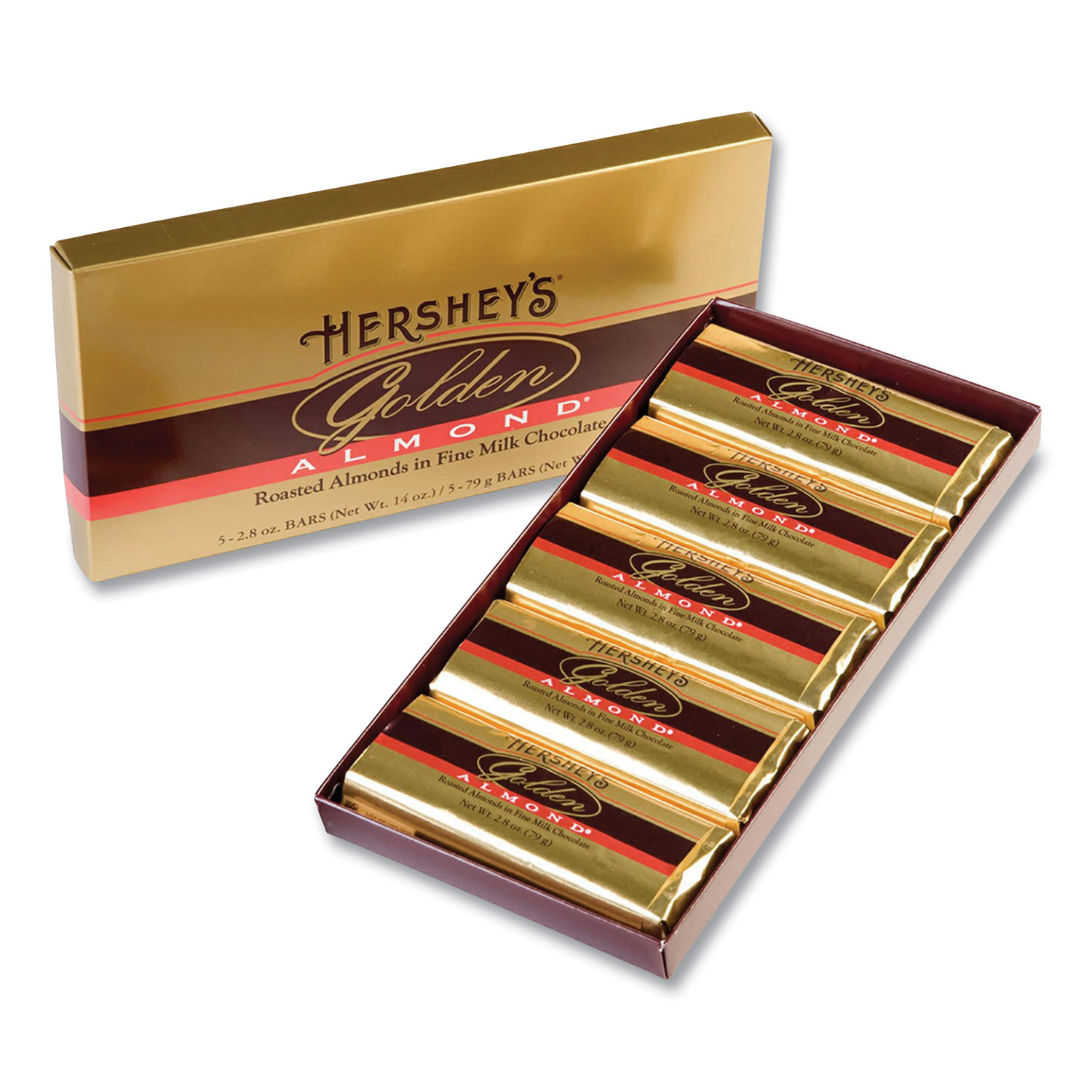  Hershey's 2103 GOLDEN ALMOND Chocolate Bar Gift Box, 2.8 oz Bar, 5 Bars/Box, Free Delivery in 1-4 Business Days (GRR24600060) 