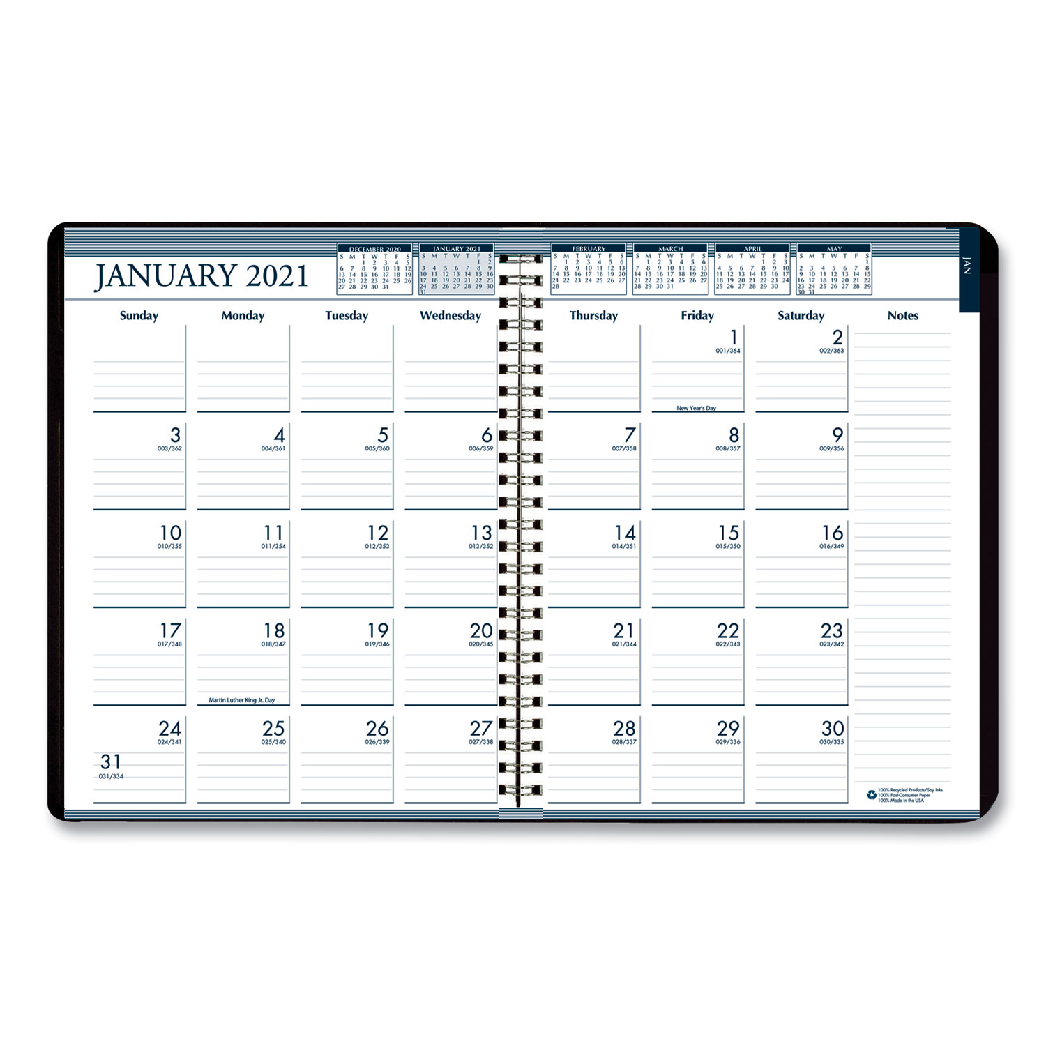  House of Doolittle 286802 100% Recycled Monthly Weekly 7 Day Planner, 8.75 x 6.88, Black, 2021 (HOD286802) 