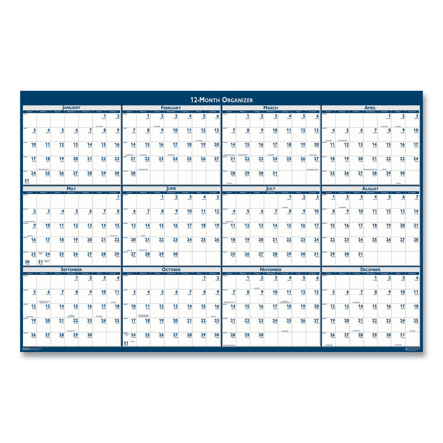 House of Doolittle™ 100% Recycled Yearly Reversible Wall Calendar Non-Laminated, 24 x 37, 2021
