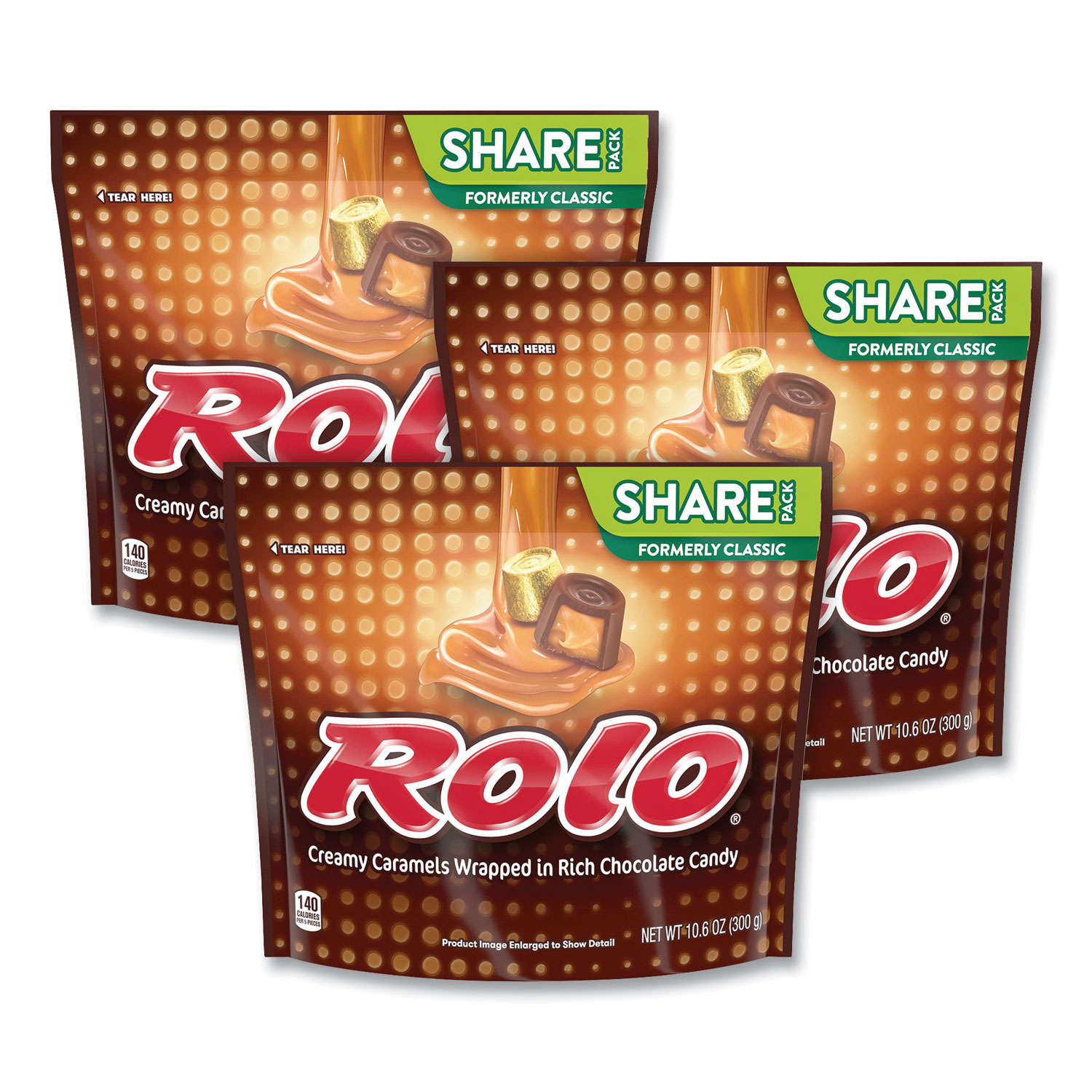  ROLO 37924 Share Pack Creamy Caramels Wrapped in Rich Chocolate Candy, 10.6 oz Bag, 3 Bags/Pack, Free Delivery in 1-4 Business Days (GRR24600435) 
