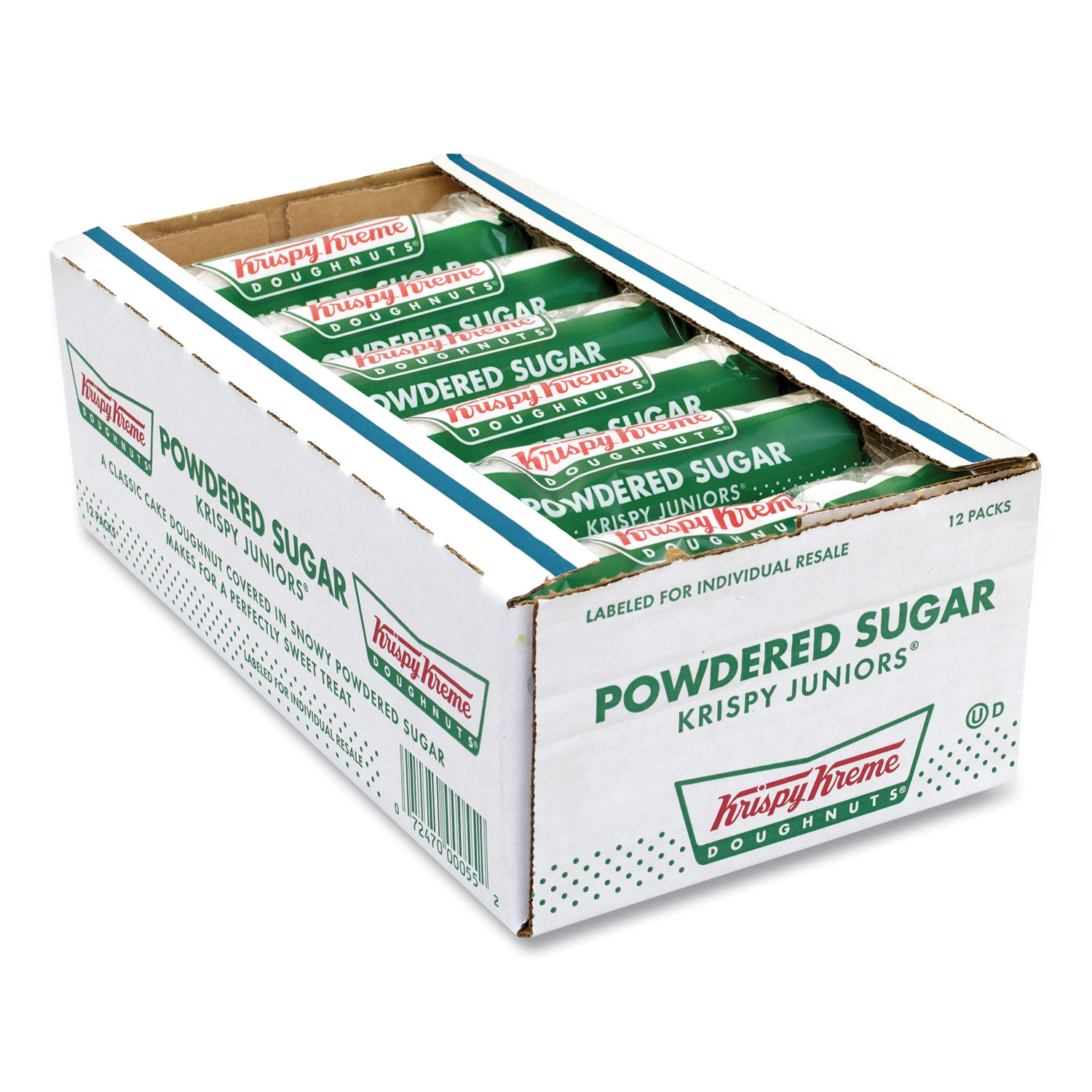  Krispy Kreme GD100F Powdered Sugar Doughnuts, 3 oz Pack, 12 Packs/Box, Free Delivery in 1-4 Business Days (GRR90300110) 