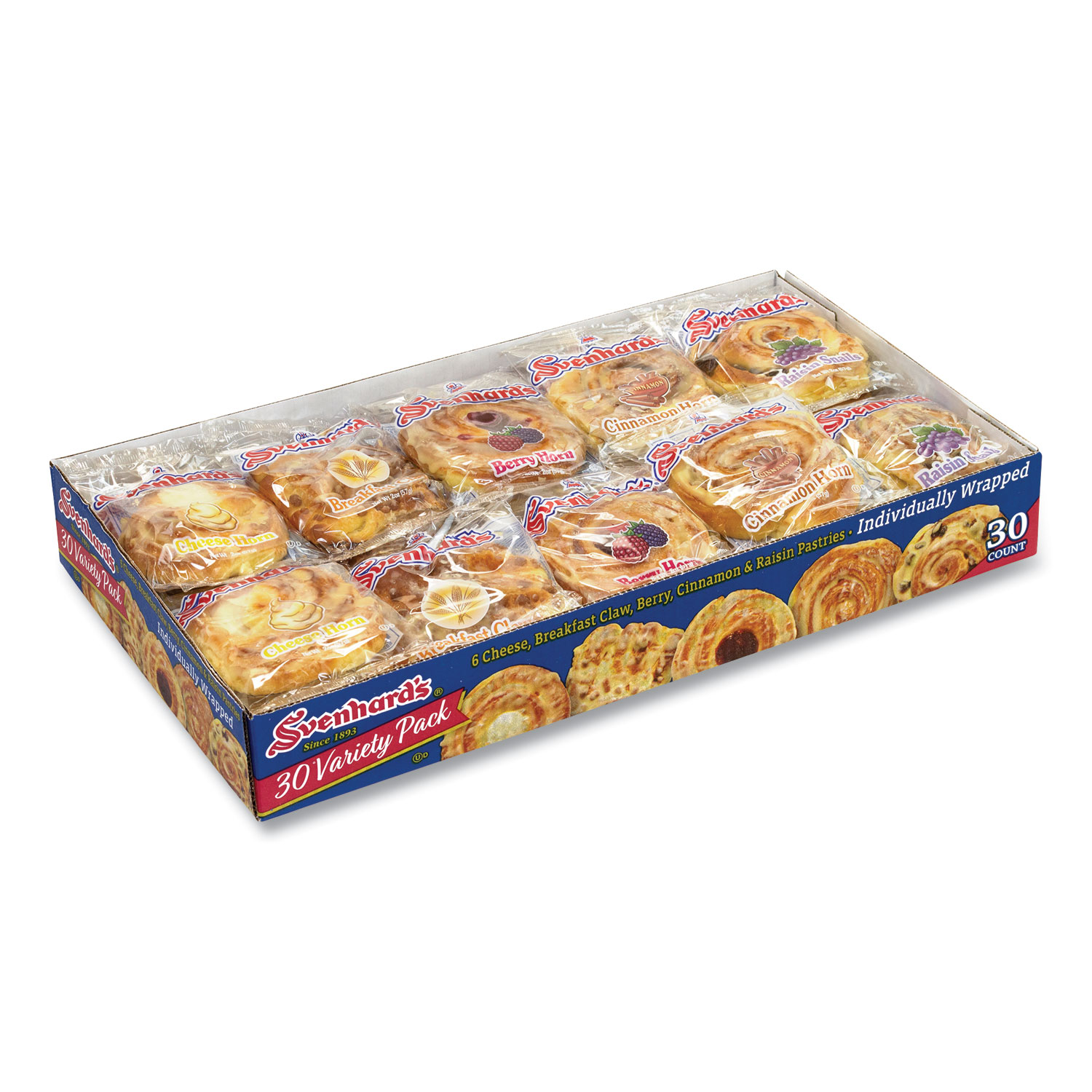  Svenhard's Swedish Bakery 207144 Danish Assortment, Five Flavors, 2 oz Pack, 30 Packs/Box, Free Delivery in 1-4 Business Days (GRR90000068) 