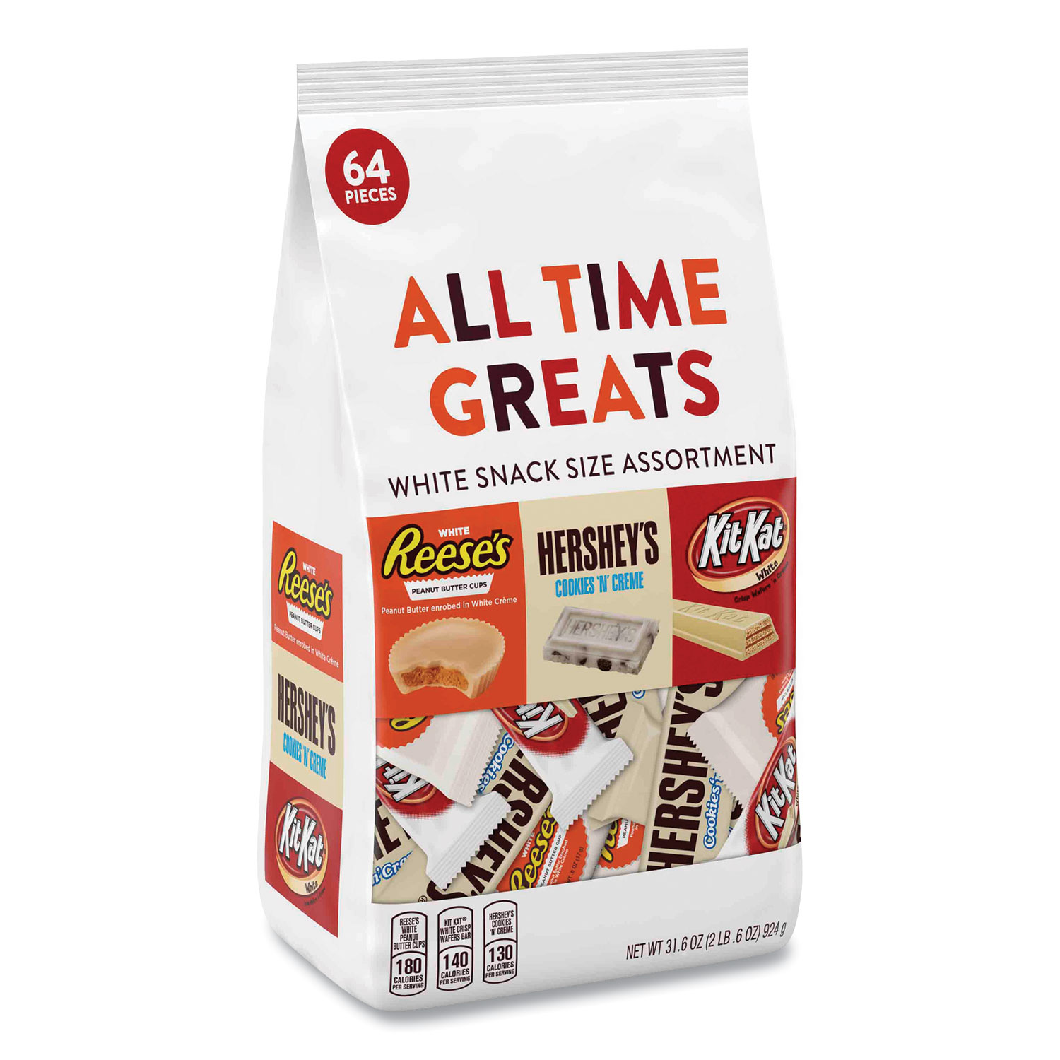  Hershey's 99392 All Time Greats White Variety Pack, Assorted, 32.6 oz Bag, 64 Pieces/Bag, Free Delivery in 1-4 Business Days (GRR24600353) 