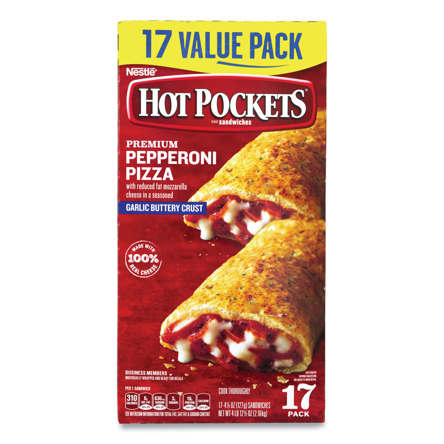  Hot Pockets 507675 Sandwiches, Premium Pepperoni Pizza, 4.5 oz, 17/Box, Free Delivery in 1-4 Business Days (GRR90300033) 