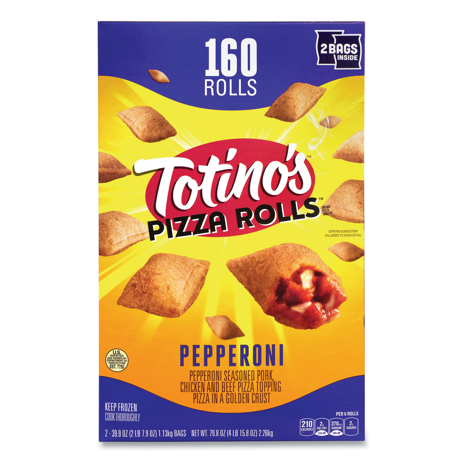  Totino’s Pizza Rolls 49481 Pepperoni Pizza Rolls, 39.9 oz Bag, 80 Rolls/Bag, 2 Bags/Box, Free Delivery in 1-4 Business Days (GRR90300034) 