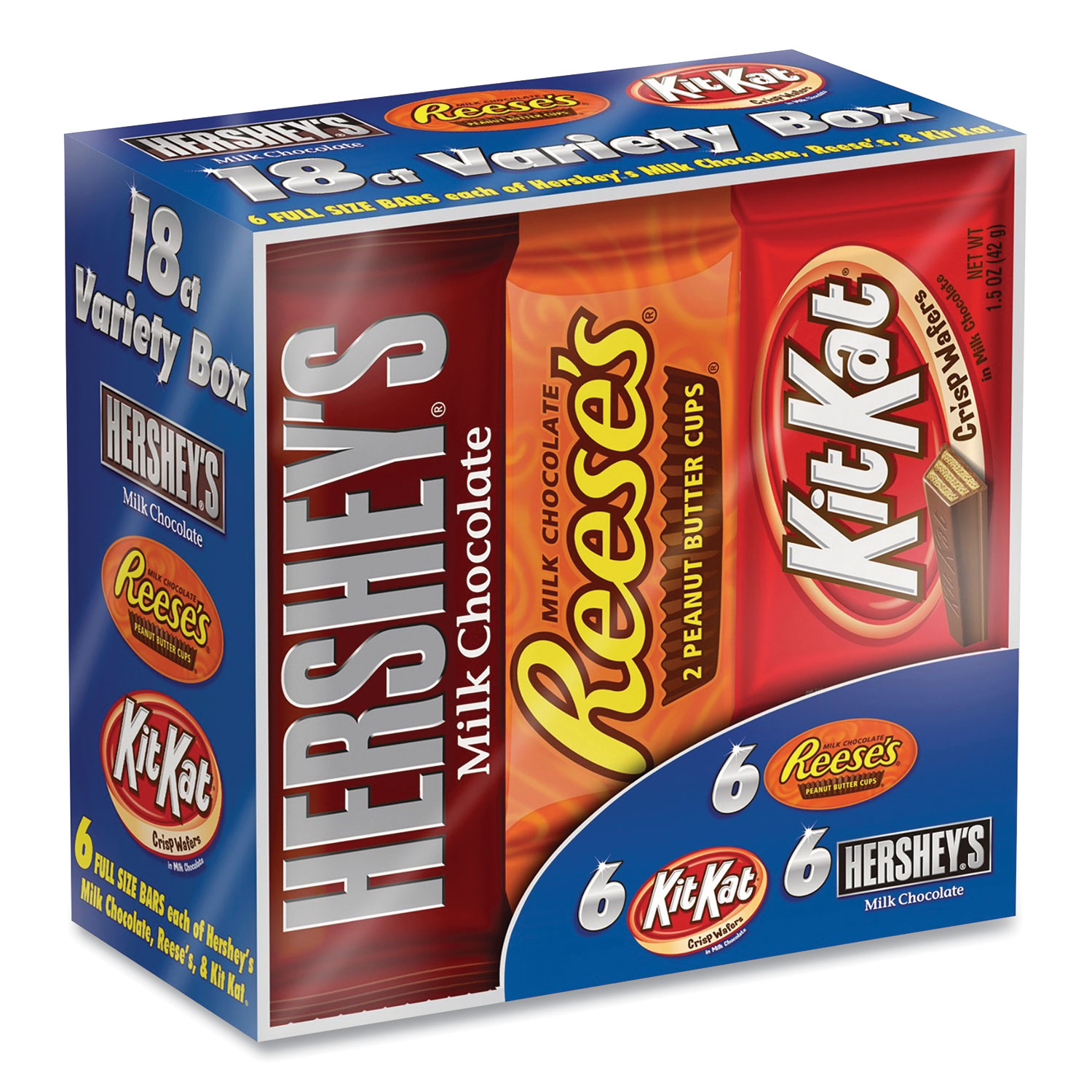  Hershey's 40597 Full Size Chocolate Candy Bar Variety Pack, Assorted 1.5 oz Bar, 18 Bars/Box, Free Delivery in 1-4 Business Days (GRR24600349) 