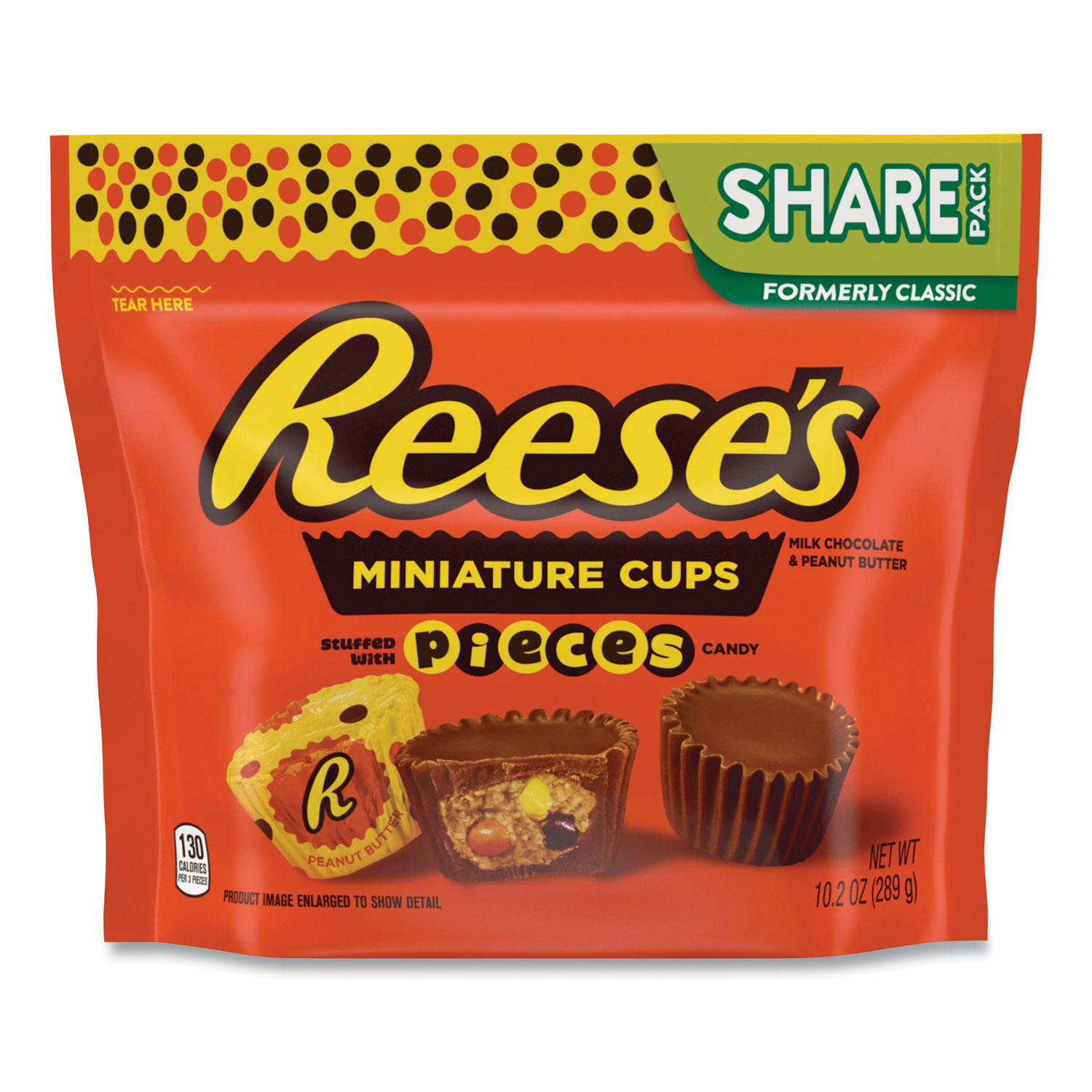  Reese's 43226 Peanut Butter Cups with Reese's Pieces Miniatures Share Pack, 10.2 oz Bag, 3 Bags/Pack, Free Delivery in 1-4 Business Days (GRR24600460) 