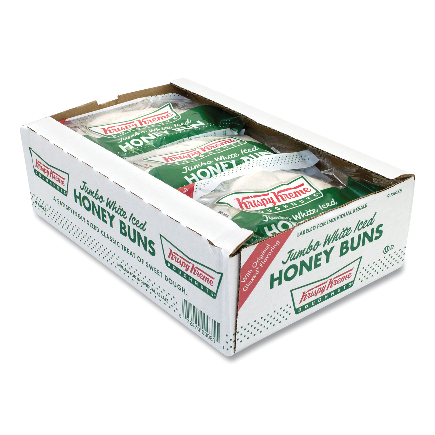  Krispy Kreme B105F Jumbo White Iced Honey Bun, 5 oz Pack, 9 Packs/Box, Free Delivery in 1-4 Business Days (GRR90300108) 