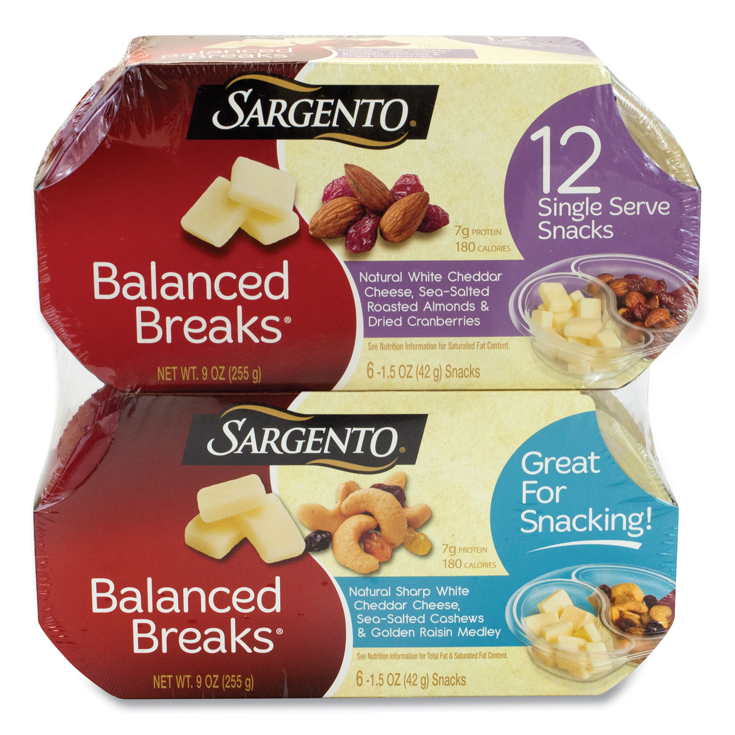 Sargento® Balanced Breaks, Two Assorted Flavor Packs, 1.5 oz Pack, 12 Packs/Box, Free Delivery in 1-4 Business Days