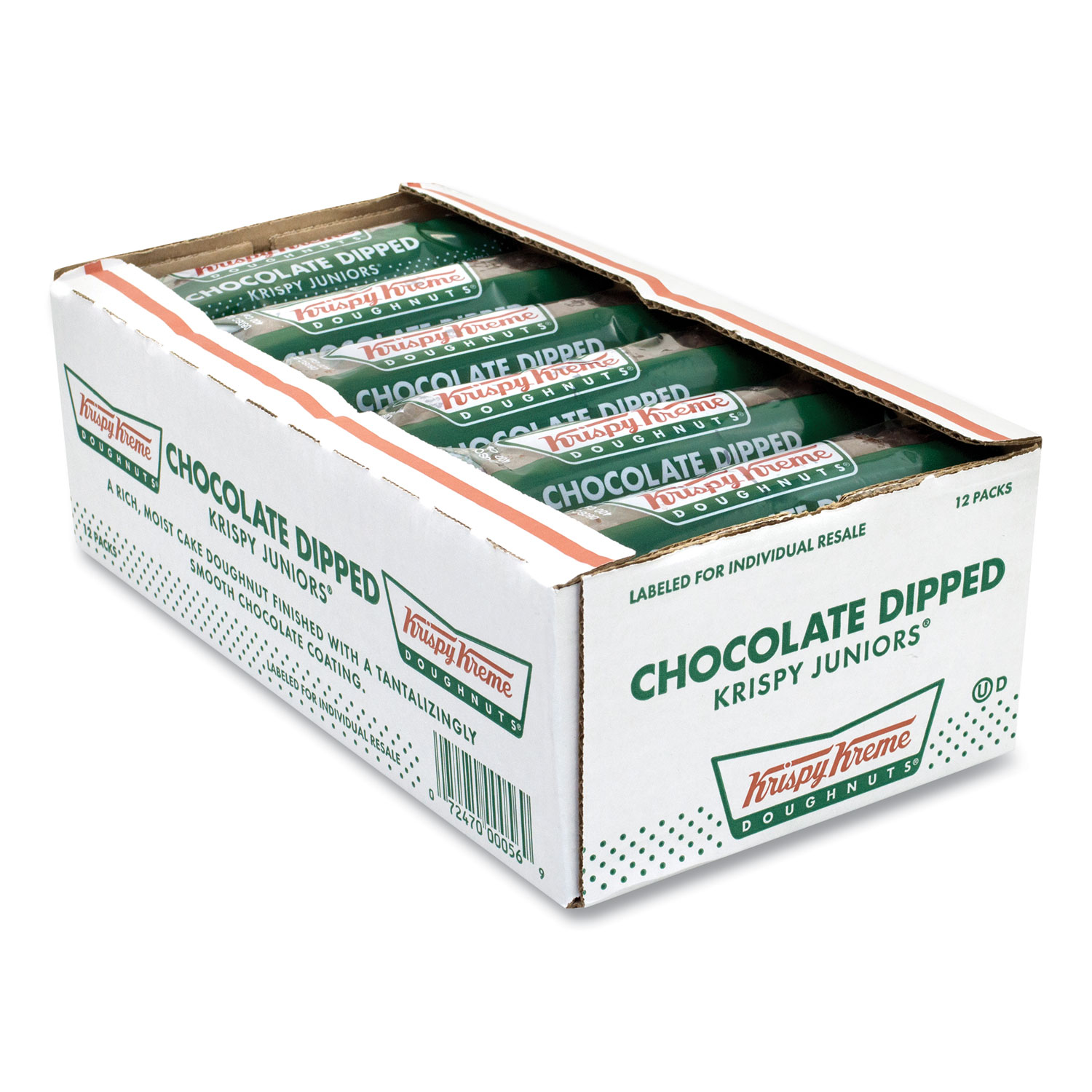  Krispy Kreme GD101F Chocolate Dipped Doughnut, 3 oz Pack, 12 Packs/Box, Free Delivery in 1-4 Business Days (GRR90300109) 