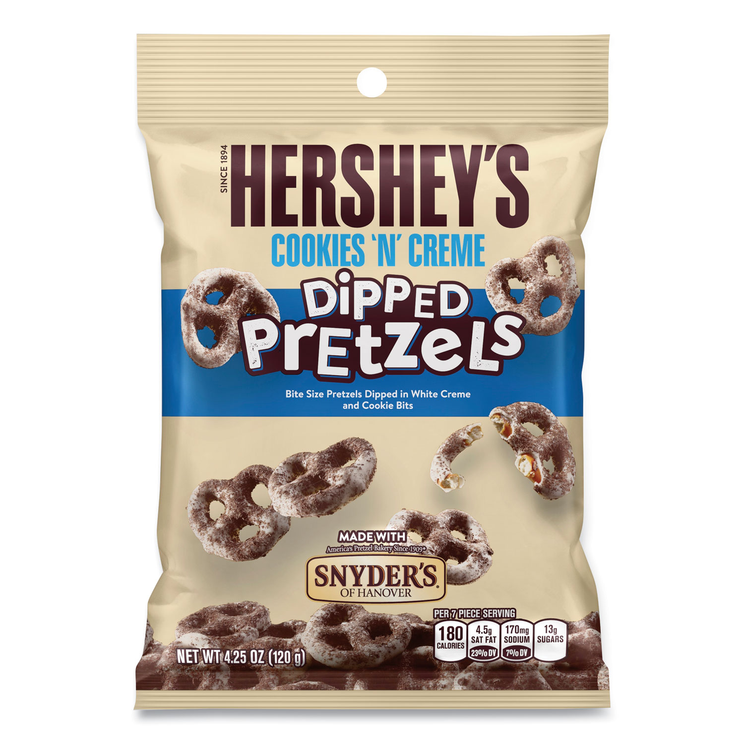  Hershey's 21462 Dipped Pretzels, Cookies 'n' Creme, 4.25 oz Bag, 4 Bags/Pack, Free Delivery in 1-4 Business Days (GRR24600290) 