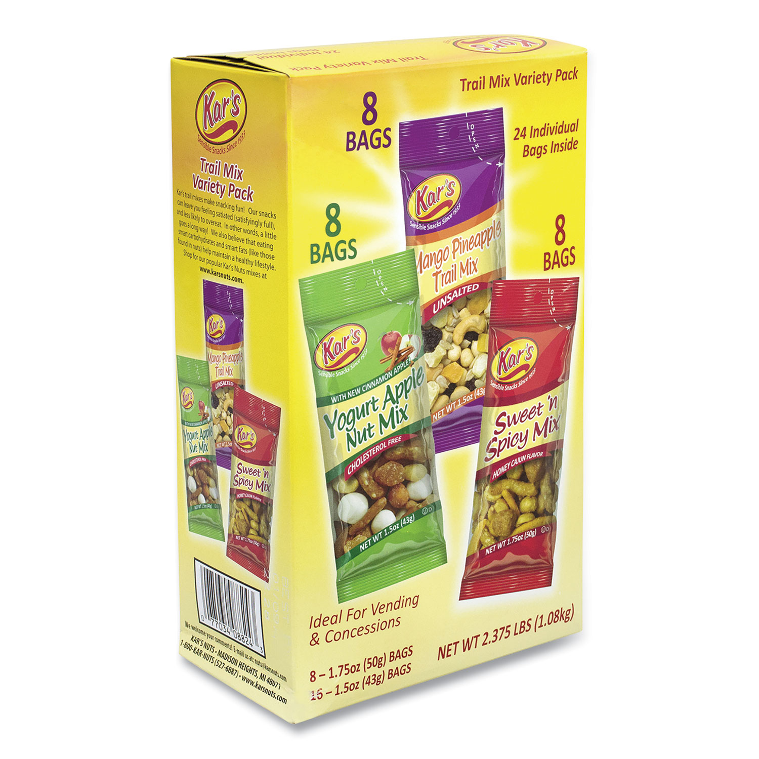  Kar's 83610 Trail Mix Variety Pack, Assorted Flavors, 24 Packets/Box, Free Delivery in 1-4 Business Days (GRR28800012) 