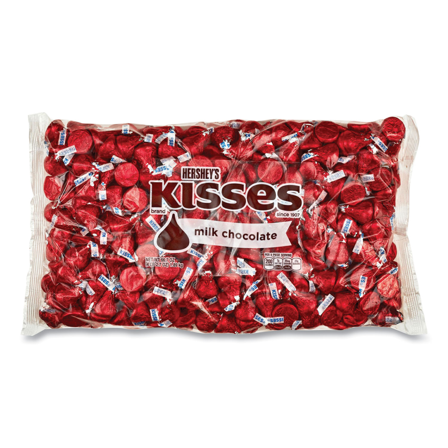  Hershey's 16028 KISSES, Milk Chocolate, Red Wrappers, 66.7 oz Bag, Free Delivery in 1-4 Business Days (GRR24600083) 