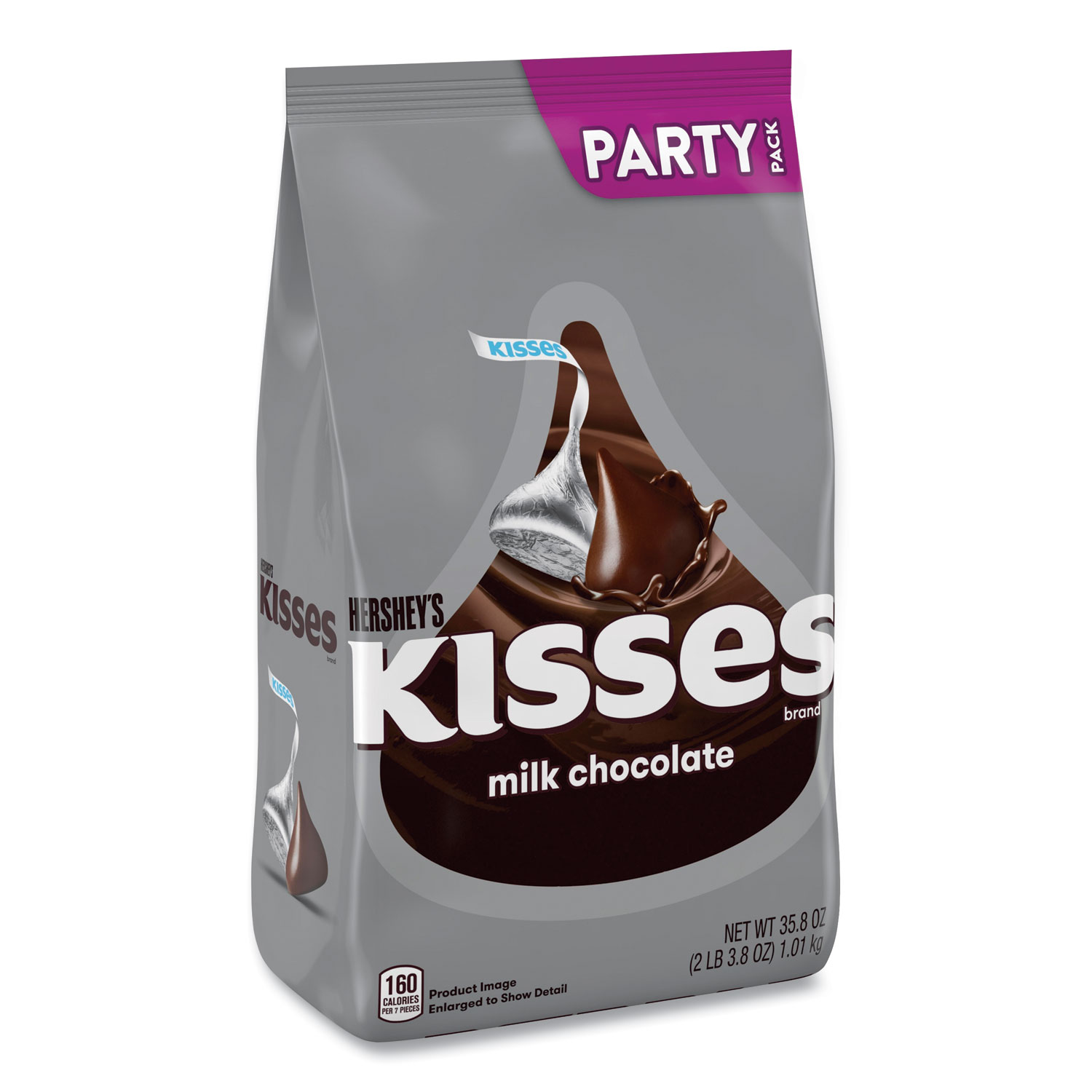  Hershey's 13480 KISSES, Milk Chocolate Party Pack, Silver Wrappers, 35.8 oz Bag, Free Delivery in 1-4 Business Days (GRR24600400) 
