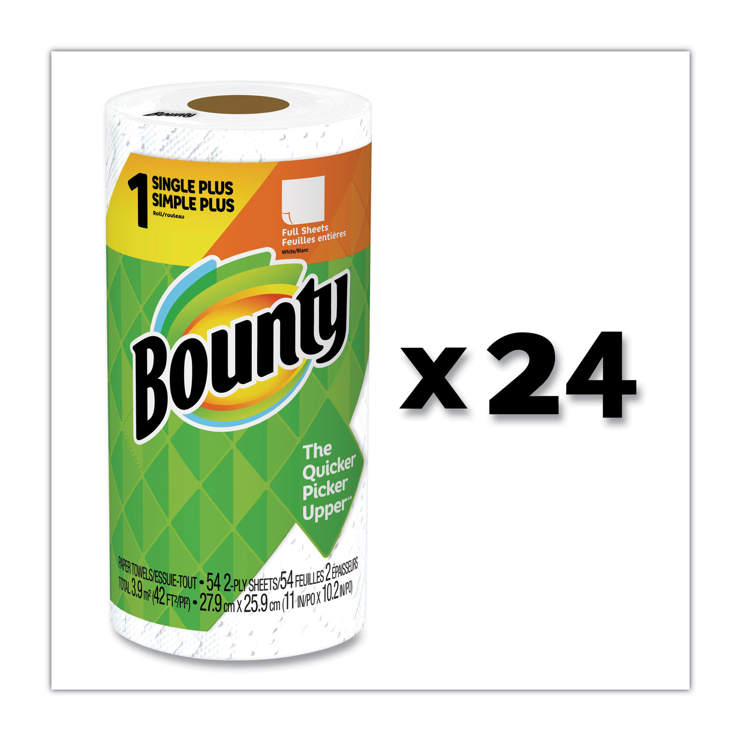  Bounty 47796 Paper Towels, 2-Ply, White, 54 Sheets/Roll, 24 Rolls/Carton (PGC47796) 
