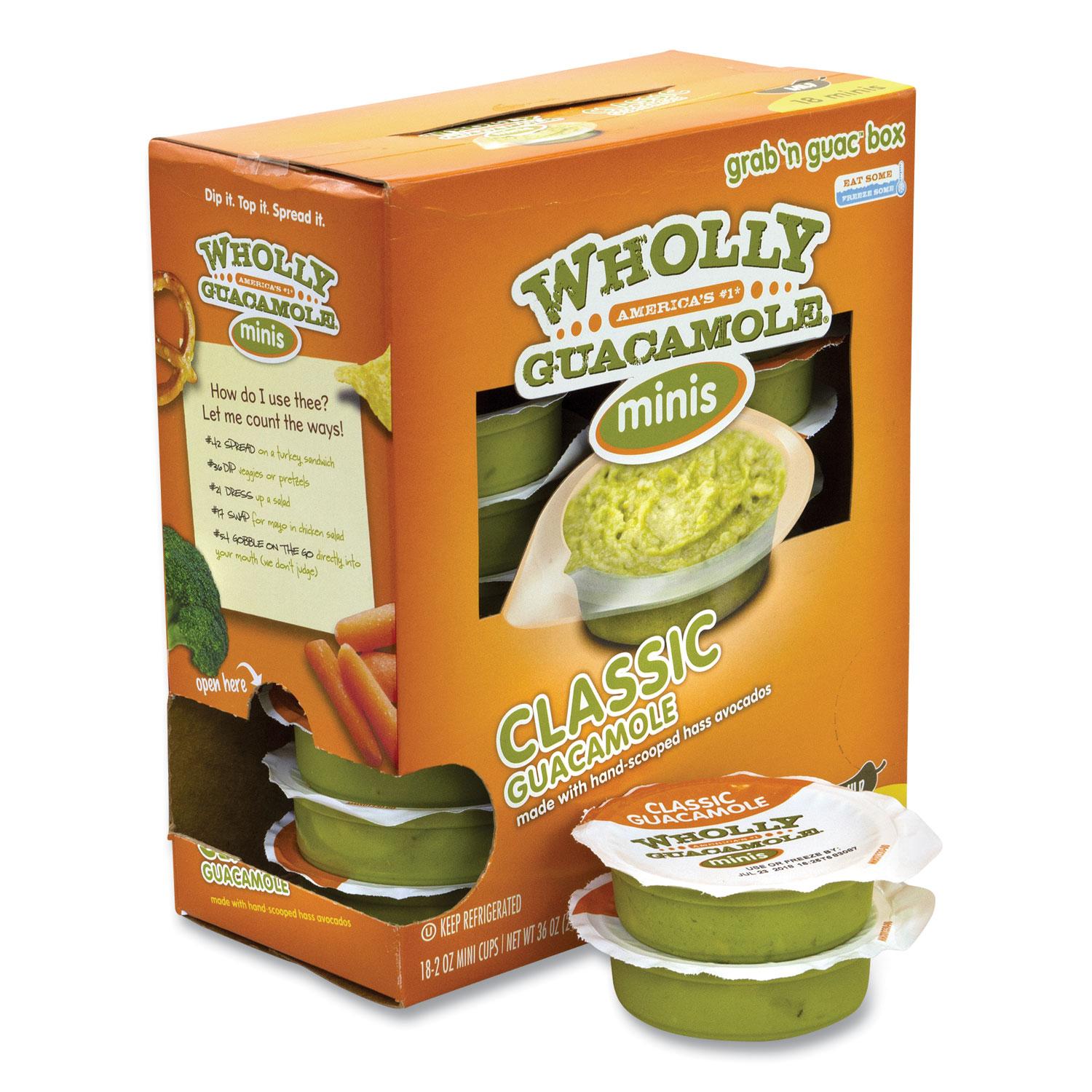  Wholly Guacamole 820902 Minis, Classic Guacamole, Mild, 2 oz Cup, 18 Cups/Box, Free Delivery in 1-4 Business Days (GRR90200112) 